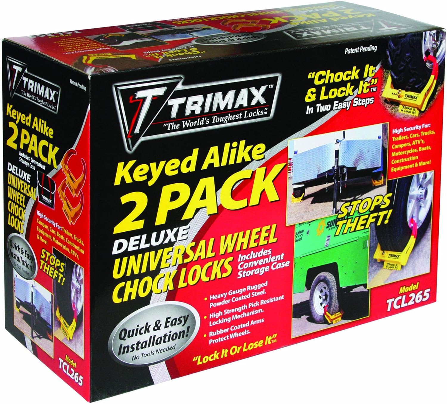 Trimax TCL265 Small Deluxe Keyed Alike Wheel Chock Lock, (Pack of 2