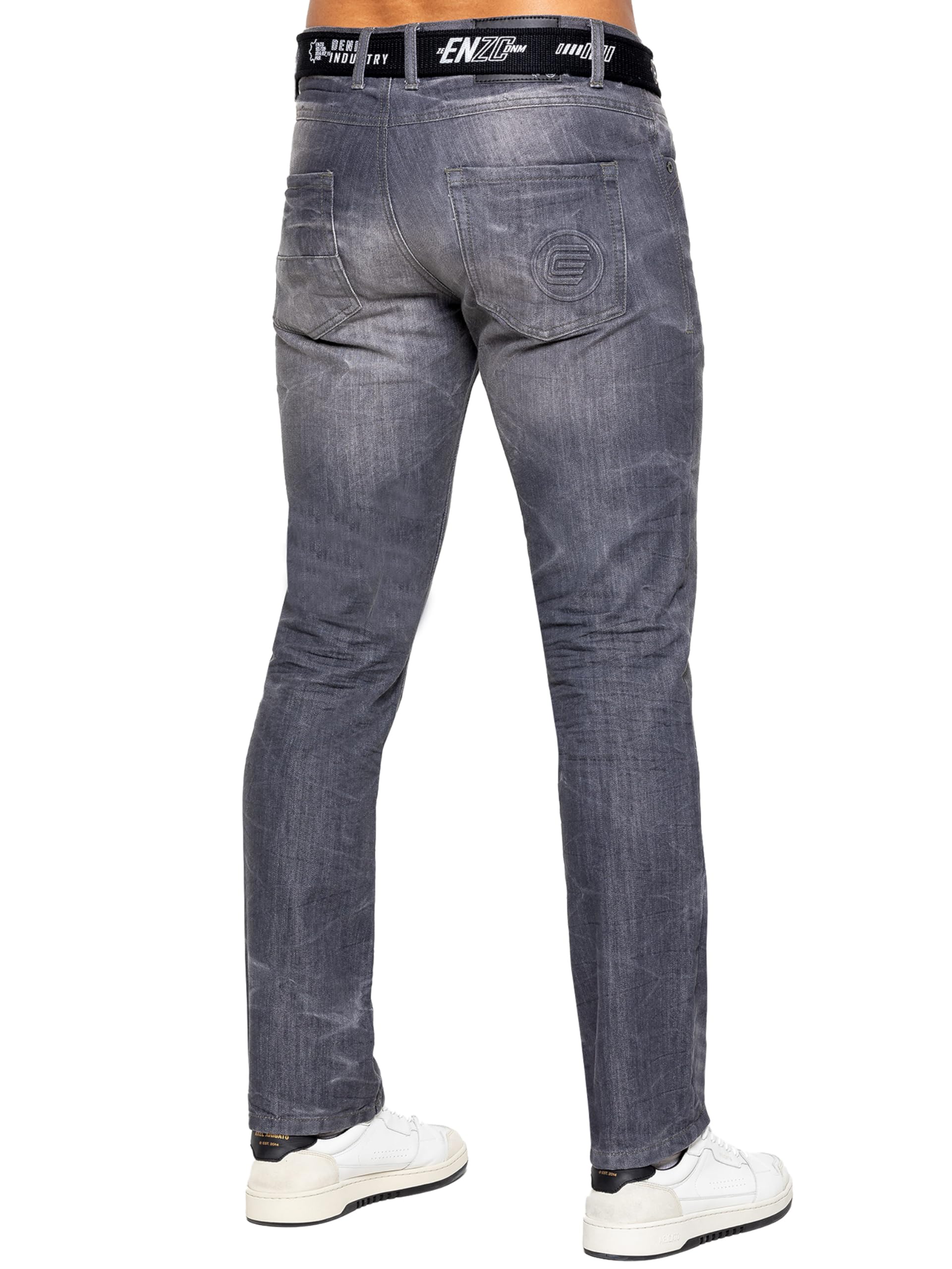 Pantalon Jeans Coupe Classique Coton Homme avec Ceinture