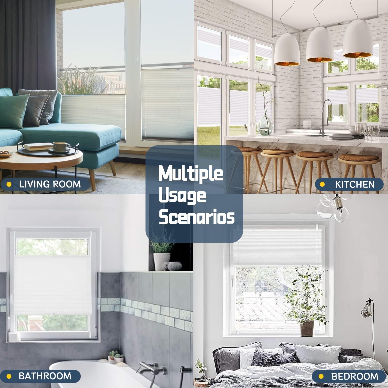 Plisada 50x140 cm Sin Taladrar Alta Reflexión de Luz Ahorro Energético Persiana para Cocina Patio Baño Accesorios Incluidos Azul Cielo