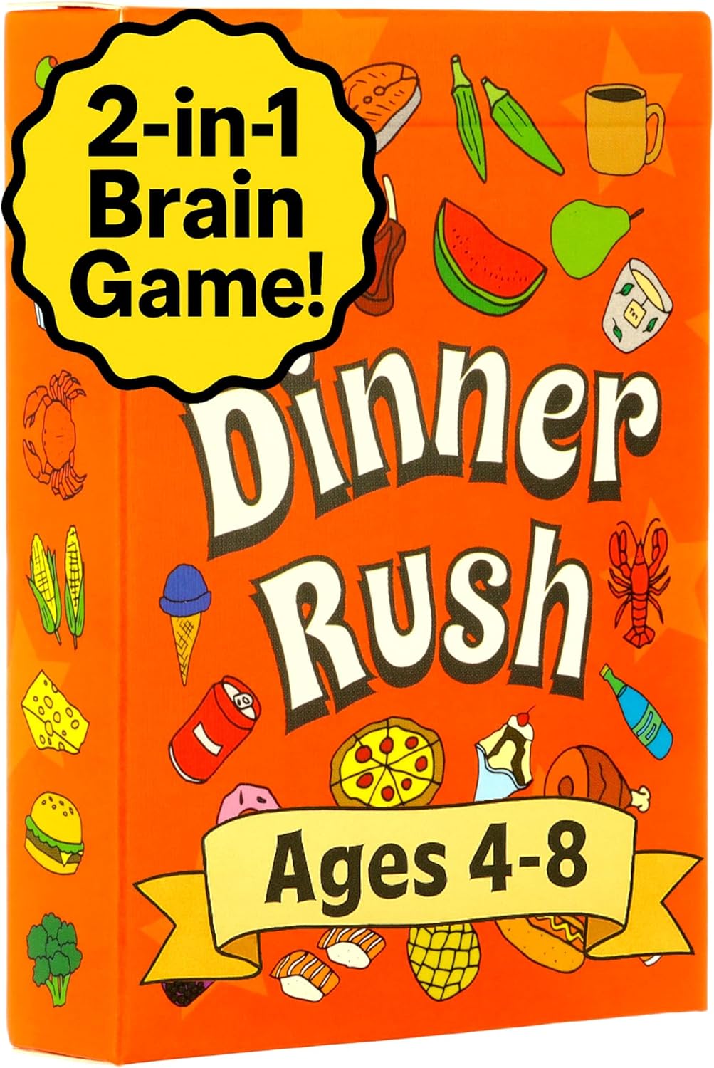 Dinner Rush Card Game - Pocket-Sized Kids Restaurant Activities - 2-in-1 Picture and Quantity Matching - Smart Card Games - Matching Games for Kids - 2-4 Players, Ages 4-8
