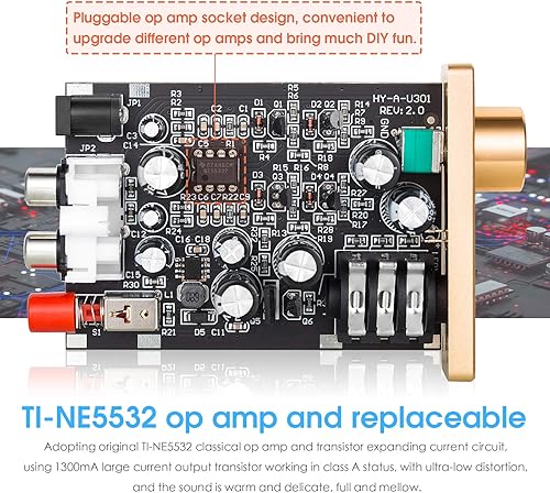 Miniatura 3 de Douk Audio U3 - Amplificadores para auriculares, mini amplificador de alta fidelidad para PC de escritorio casero de 0.250 in0.138 in, auriculares