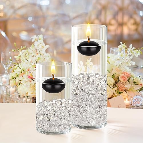 Miniatura 4 de Mega Candles 48 velas flotantes negras sin perfume, vela de cera vertida a mano de 1.5 pulgadas de diámetro, decoración del hogar, recepciones de