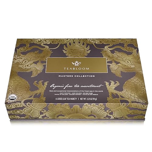 Miniatura 5 de Teabloom Masters Collection - Seis tés orgánicos de hoja suelta de origen único - Oolong lechoso, aguja de plata blanca, Formosa Oolong, mono