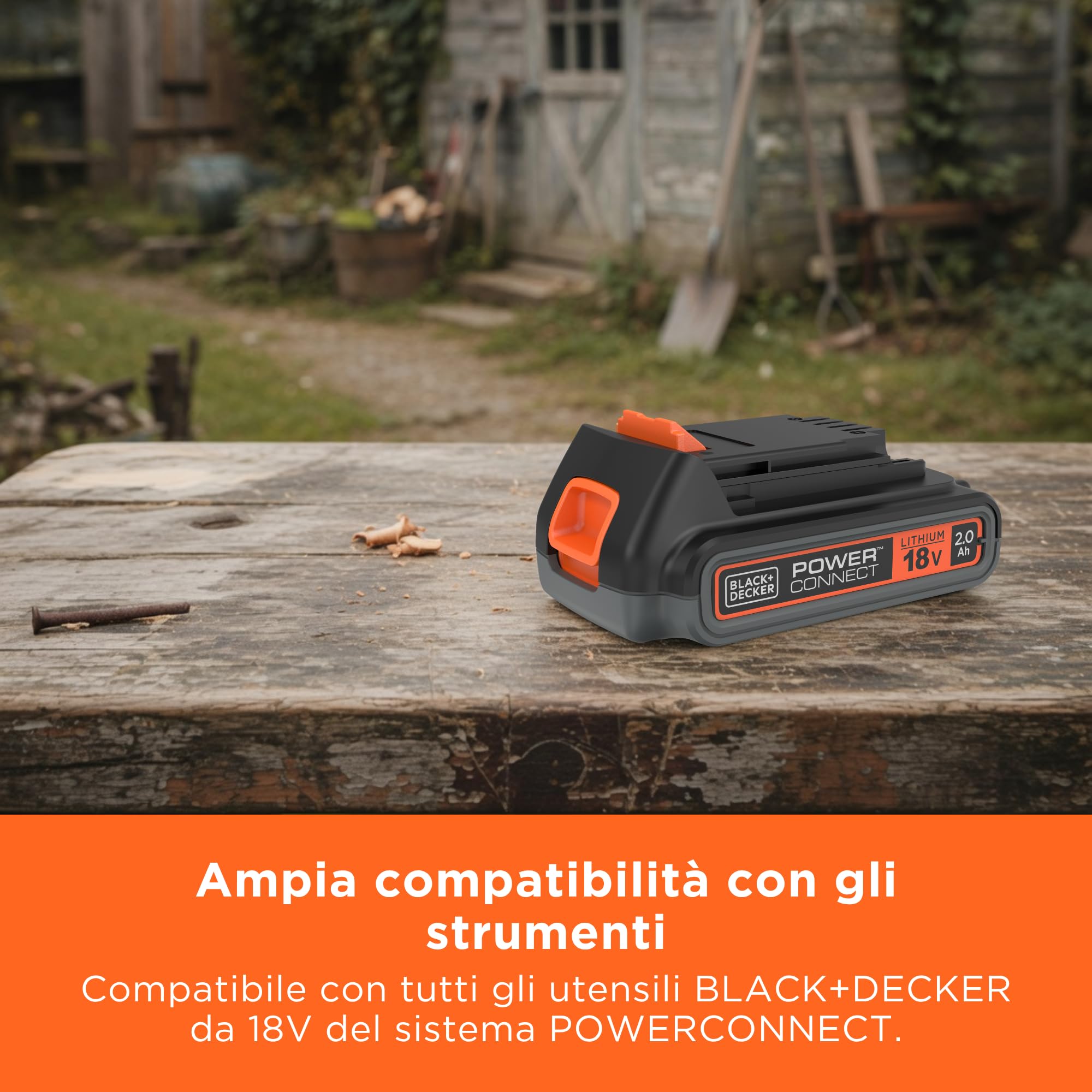 BLACK+DECKER Kit di avviamento con batteria e caricabatterie da 18V, con batteria agli ioni di litio da 2.0Ah e caricabatterie rapido da 2A Compatibile con POWERCONECT, BDC2A20-QW