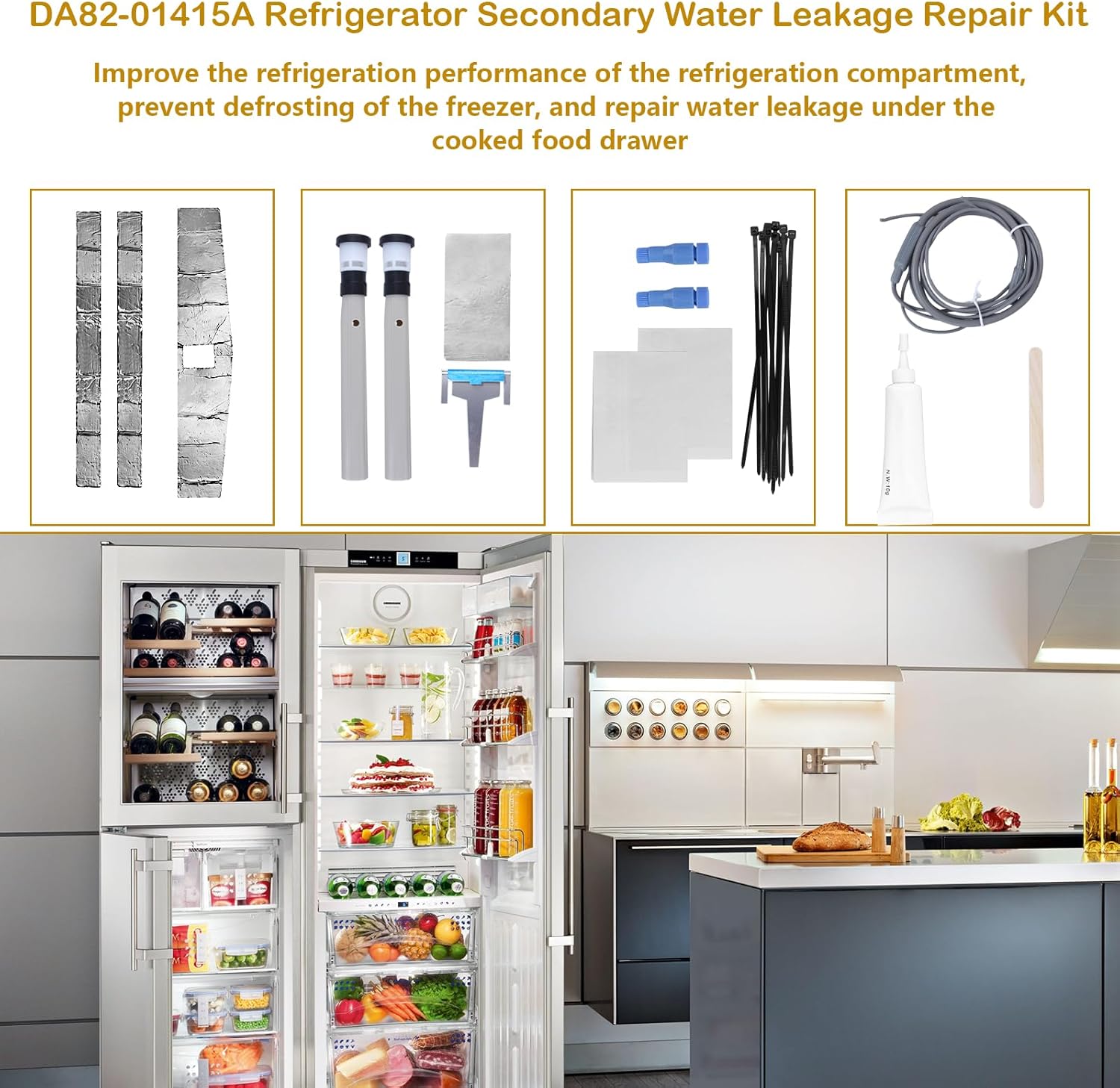 DA82-01415A Replacement for Samsung Refrigerator Leak Repair Kit Part # AP5957964 PS10058968 3436781 EAP10058968 Refrigerator Leak Secondary Heater and Moisture Barrier Kit - Instructions included