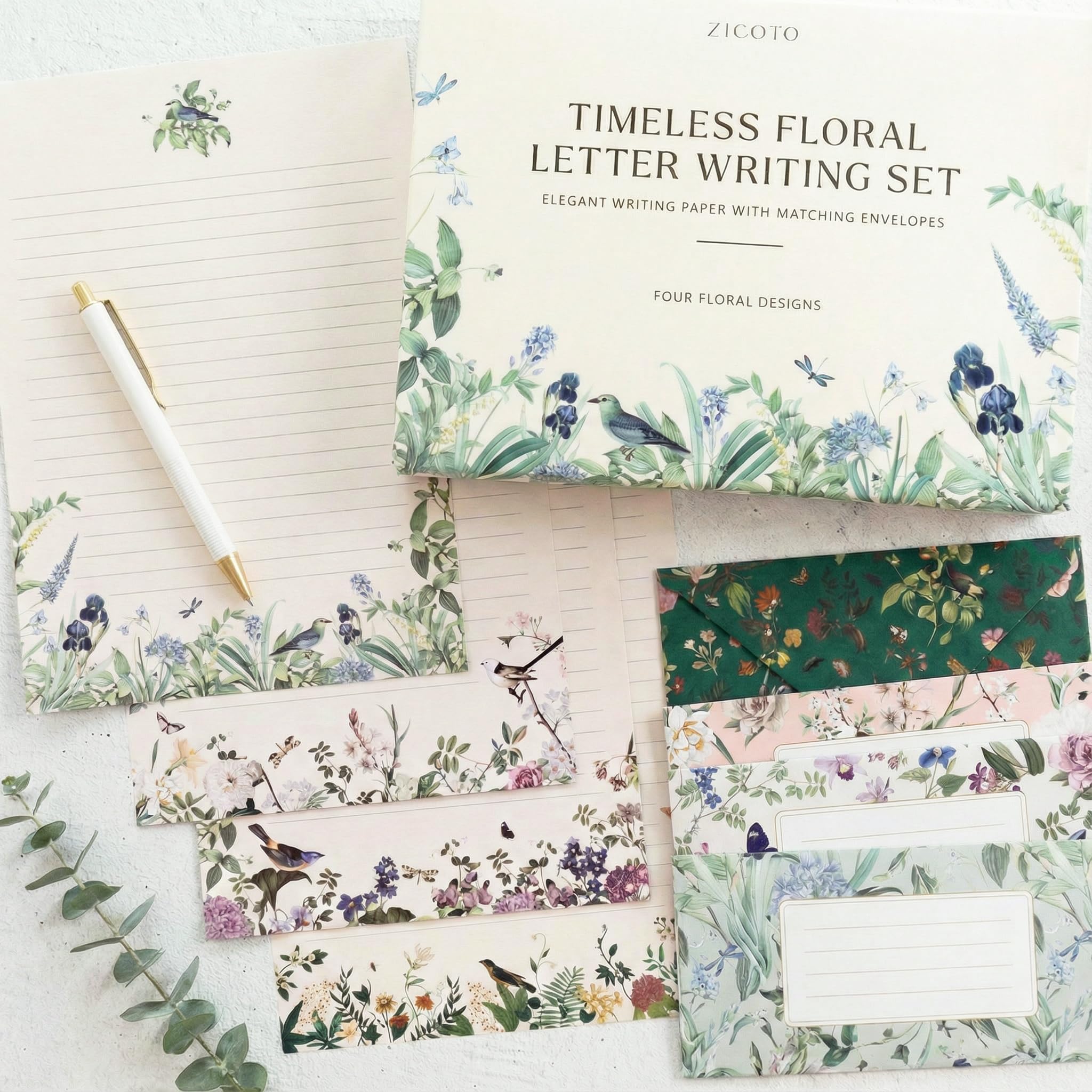 Beautiful Stationery Set with Envelopes - Premium-Quality, No-Bleed Letter Writing Paper with Elegant Floral Designs - Cute Stationary Kit for Women and Thoughtful Gift for Loved Ones