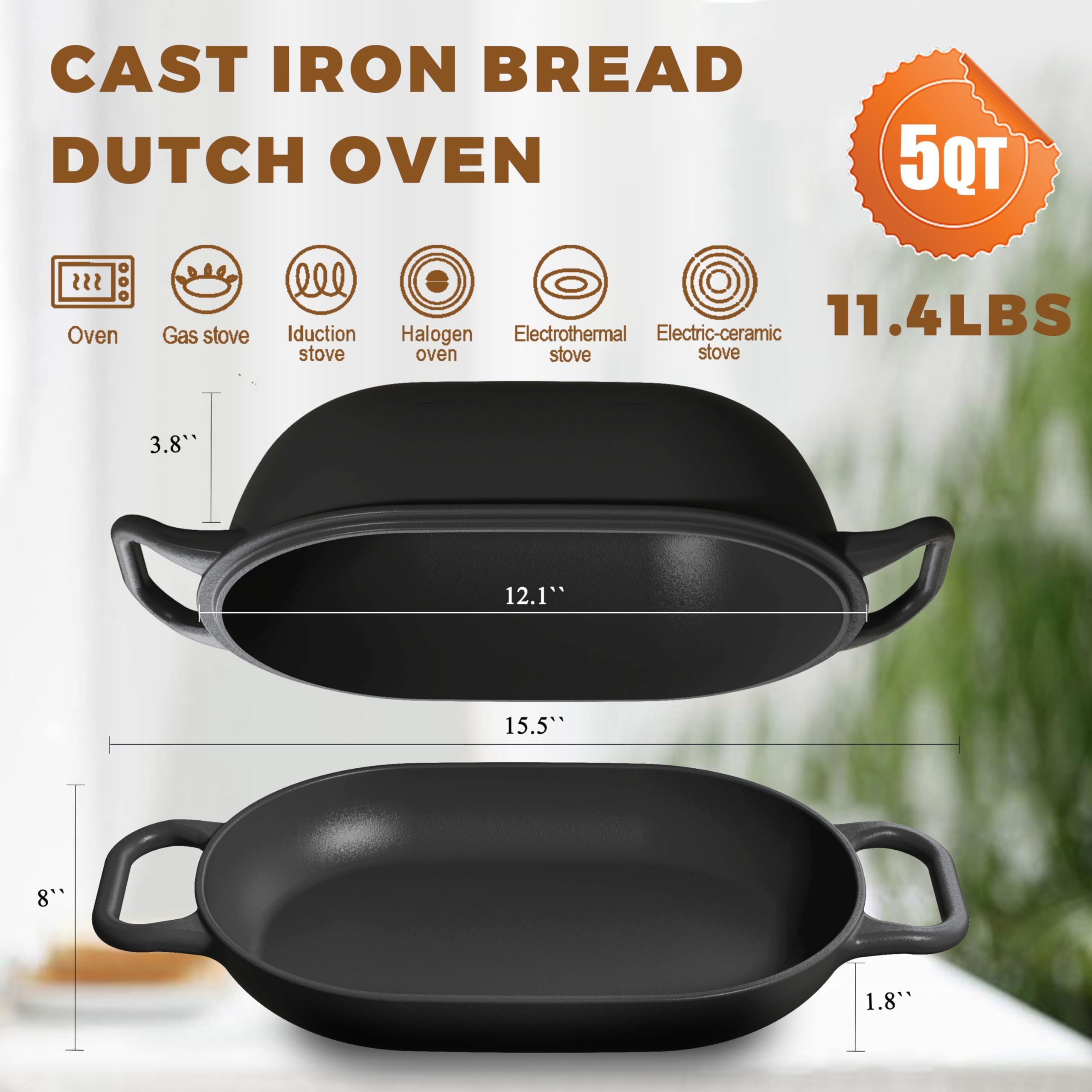 Dutch Oven Bread Baking - 5QT Oval Cast Iron -3 Dutch Oven Bread Baking - 5QT Oval Cast Iron -3