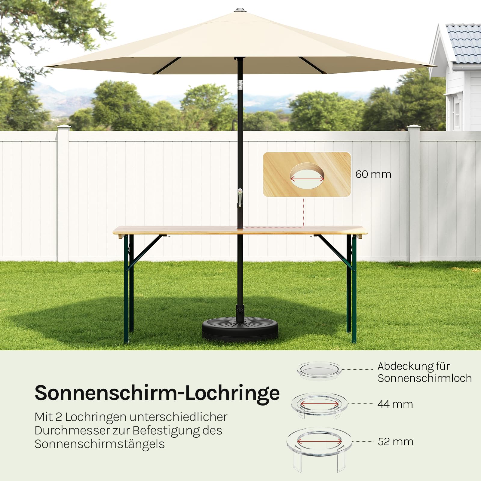 WOLTU Bierzeltgarnitur 3-teilig Biertisch & 2 Bierbank Holz Biertischgarnitur Klappbar Holztisch & Bierbänke Festzeltgarnitur Gartenmöbel Set für Geburtstag Grill Party Garten