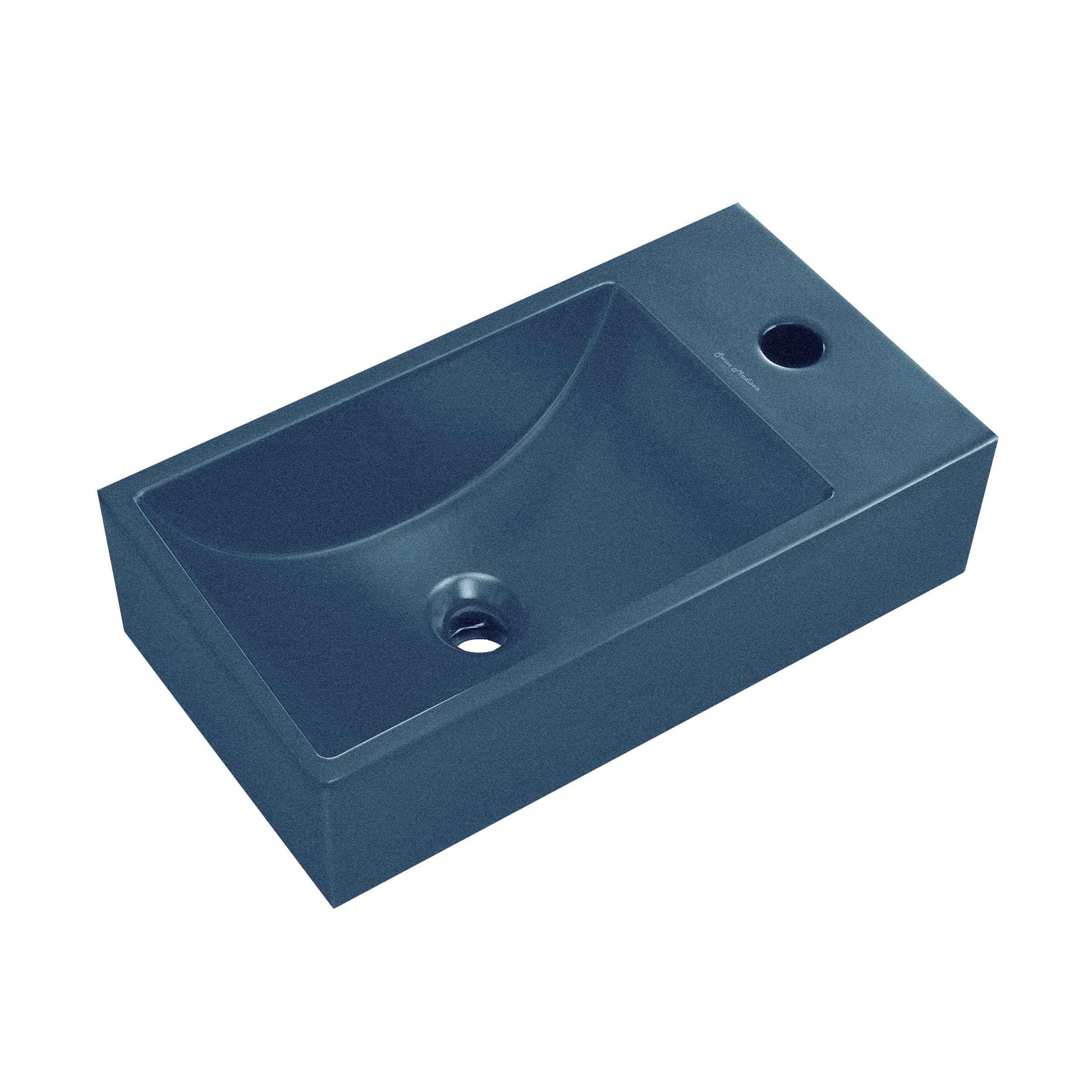 Évier mural rectangulaire en béton bleu roi mat 40,6 cm Swiss Madison Lisse