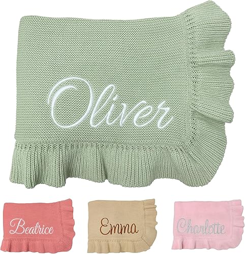 Miniatura 8 de HuitzilAM Manta de bebé de punto, manta de bebé personalizada de 30 x 40 pulgadas para niñas y niños recién nacidos, manta personalizada con bordado