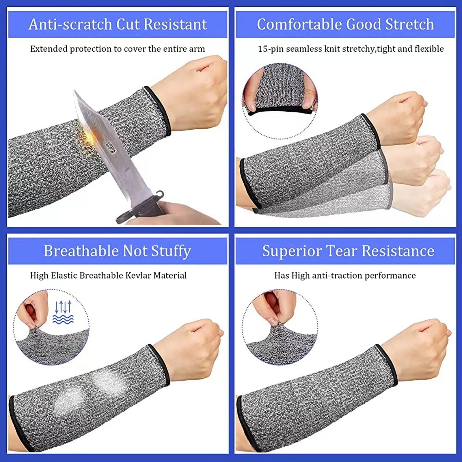 DYTHHN 4Pcs Gardening Sleeves Arm Protection Anti Abrasion Level 5 Protective Arm Sleeves Slash Resistant Arm Protection Sleeves Guard for Garden Kitchen Farm Work - Image 4