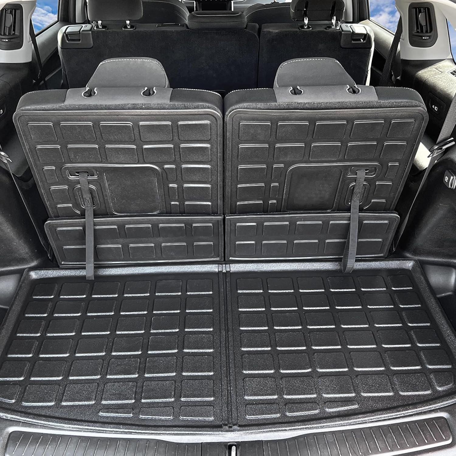 powoq Trunk Mat Compatible with 2021-2024 Jeep Grand Cherokee L&Overland Backrest Mat Replacement for Grand Cherokee L 2021-2024 Accessories(Fit Grand Cherokee L, Rear Trunk Mat+Rear Backrest Mat) Rear Trunk Mat+Rear Backrest Mat Fit Grand Cherokee L