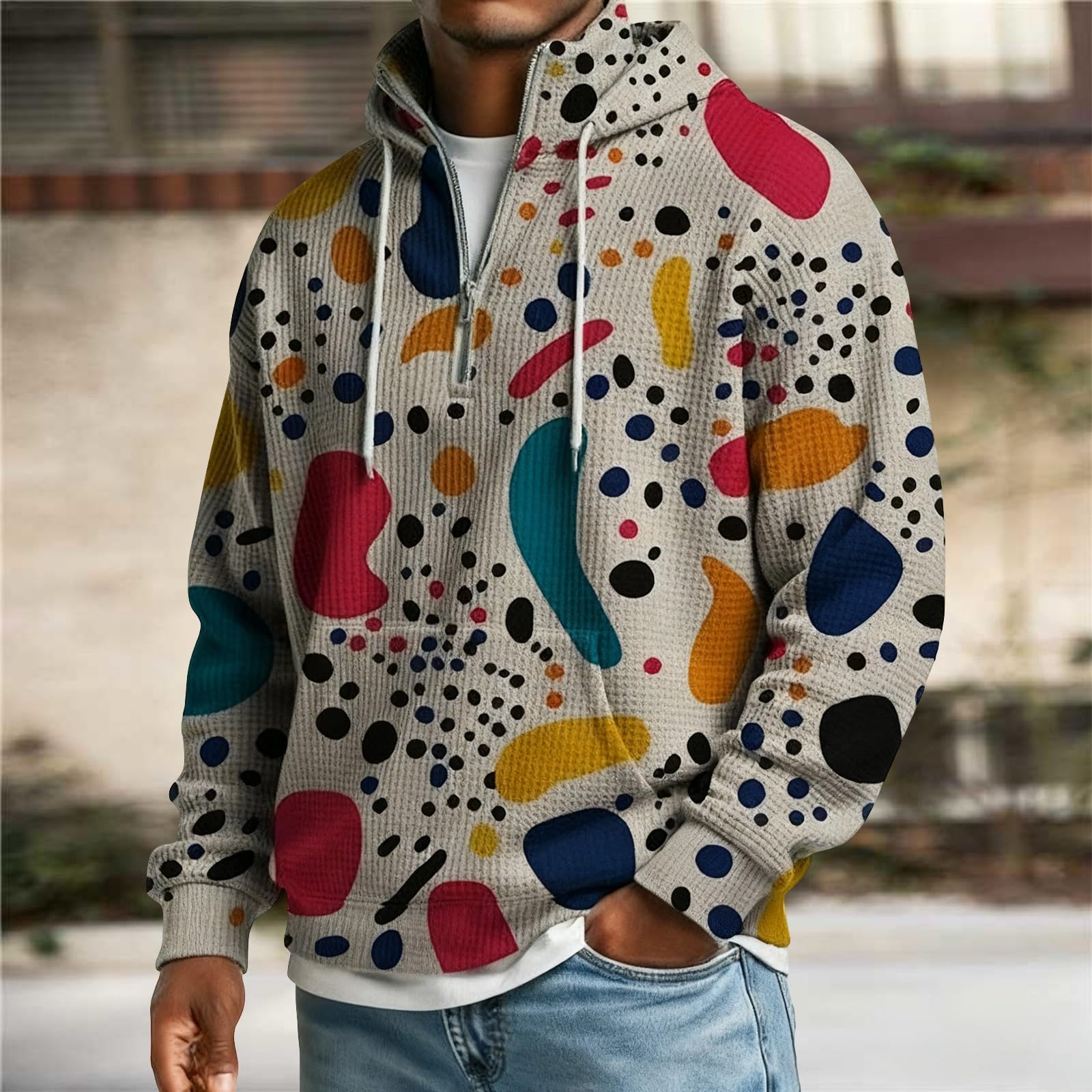 Sudaderas Hombres con Capucha Sudadera De Manga Larga Botones para Hombre, Estilo Casual Otoño E Invierno. Impermeable Hombre (Beige, XL) Oversized Gym Cremallera Tallas Grandes Ropa