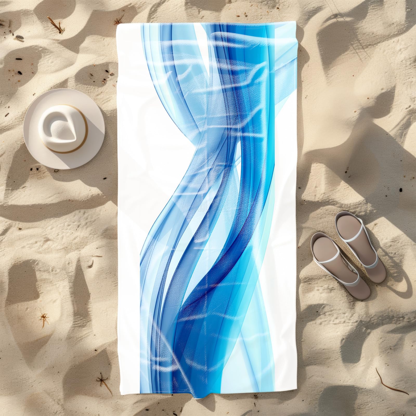 Beach Towel 80x160 Green Gradient Geometry Microfibre Quick Dry Towel for girls,Pool Swimming Travel Towels,Sand-Resistant, Absorbent, Lightweight