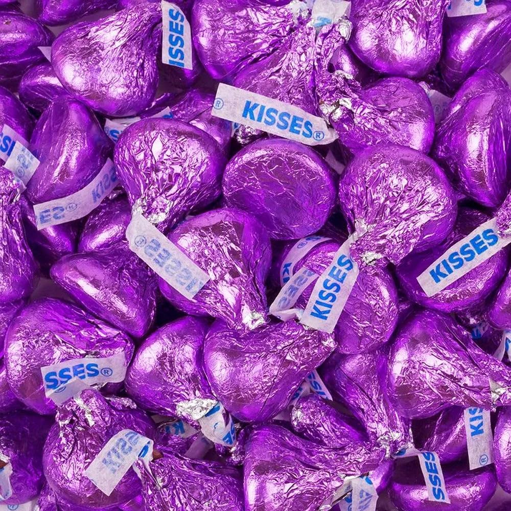 180ct Purple Hershey's Kisses Chocolate Candy with Free Celebrate Exclusive Kiss Stickers