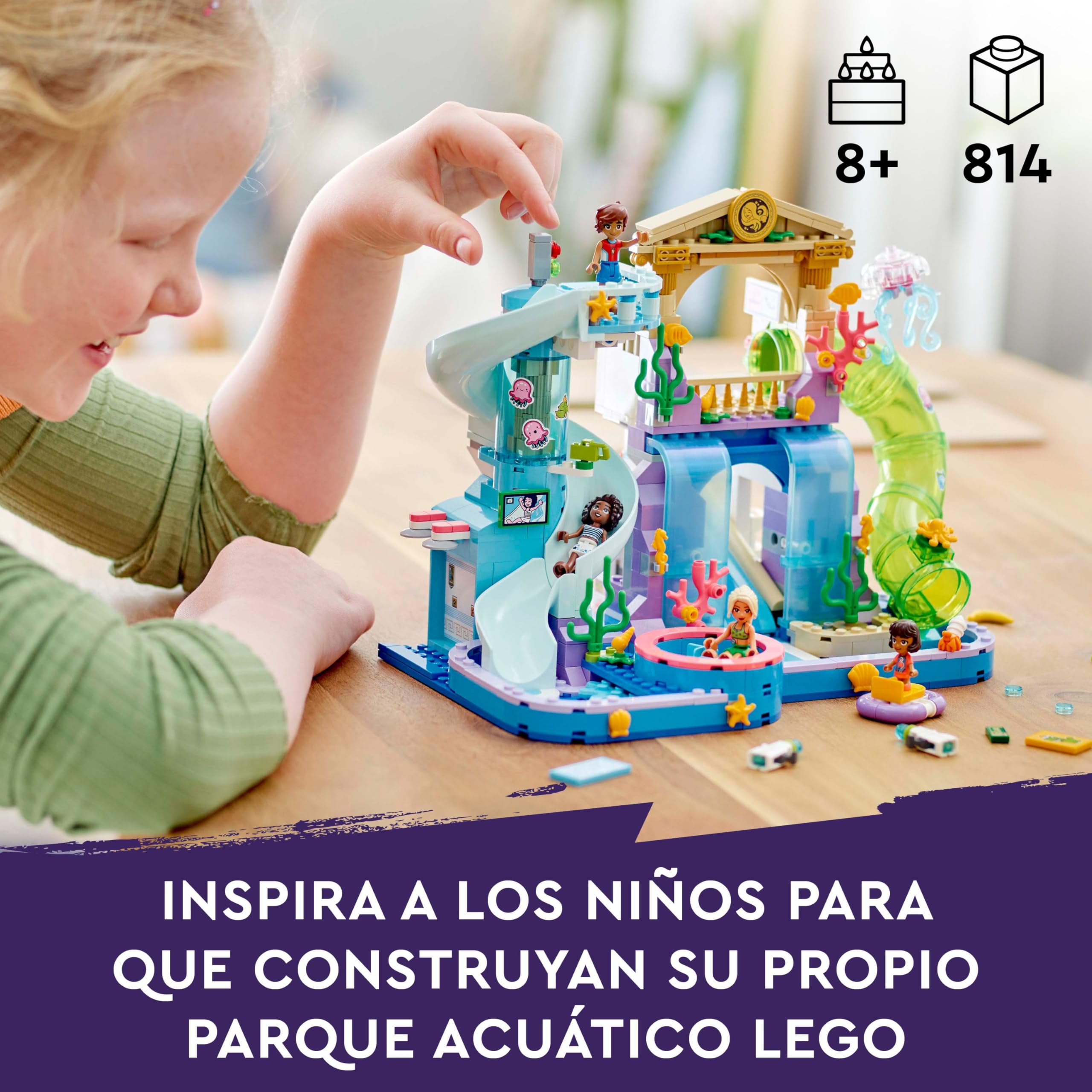 LEGO Friends Parque Acuático de Heartlake City de Juguete con 4 Mini Muñecos, 3 Toboganes de Agua y Muchos Accesorios de Verano - Regalo para Niñas de 8+ Años 42630