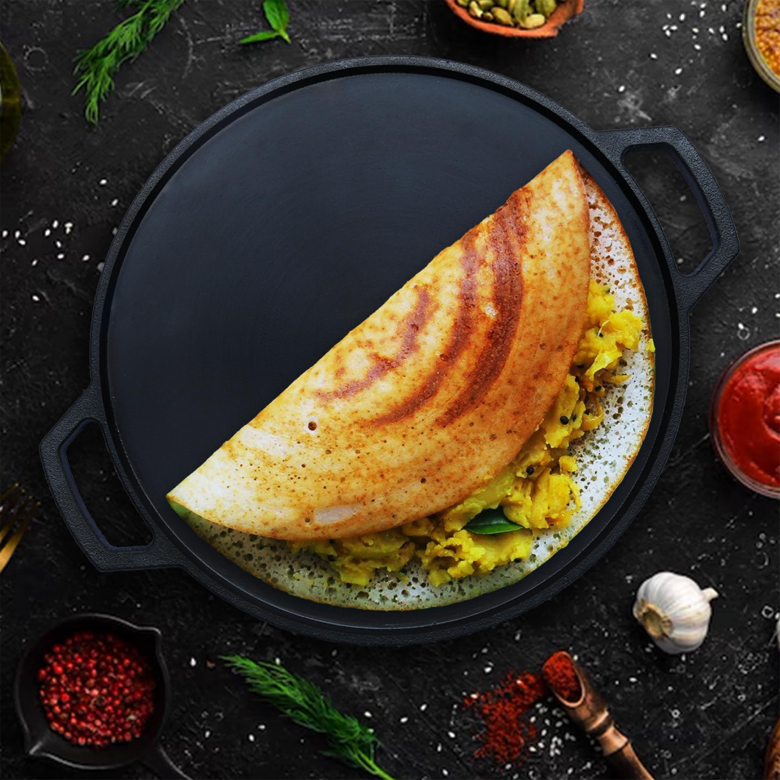 IRONHOME Premium 12 inches Cast Iron Dosa Tawa for Perfectly Crispy Dosas | Pre-Seasoned Big Size Dosa Tawa | Durable and Versatile Cast Iron Tawa | Traditional Cookware (B0D9LYB2HK) Amazon Price History, Amazon Price Tracker