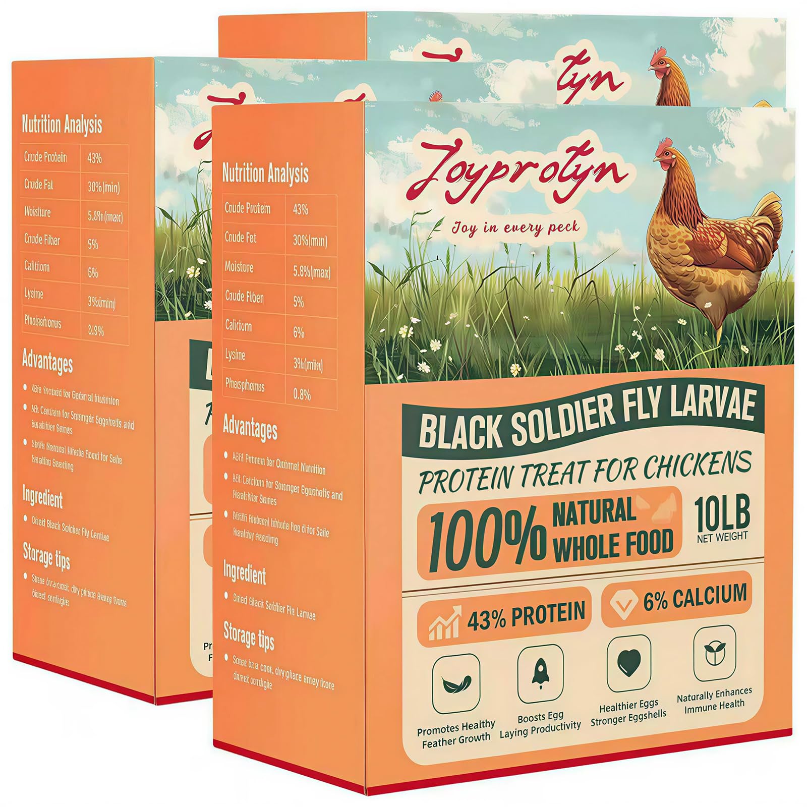 30LB Non-GMO Dried Black Soldier Fly Larvae for Chicken – 85X More Calcium Grubs Than Mealworms for Strong Eggshells & Healthy Growth - High Protein for Chickens, Birds, Ducks, Geese & Pets