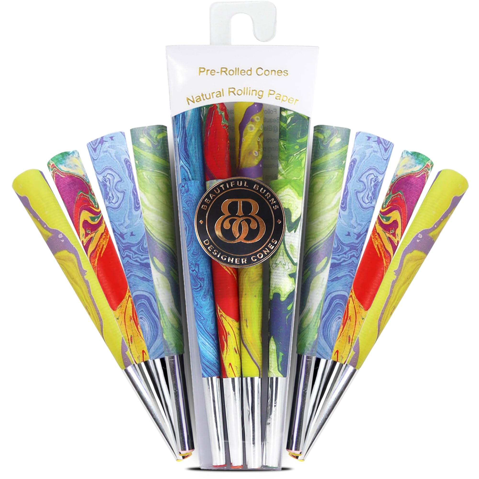Beautiful Burns, Marbled Madness Pre-Rolled Cones - 8 Pack of Pre Roll Cone Shells