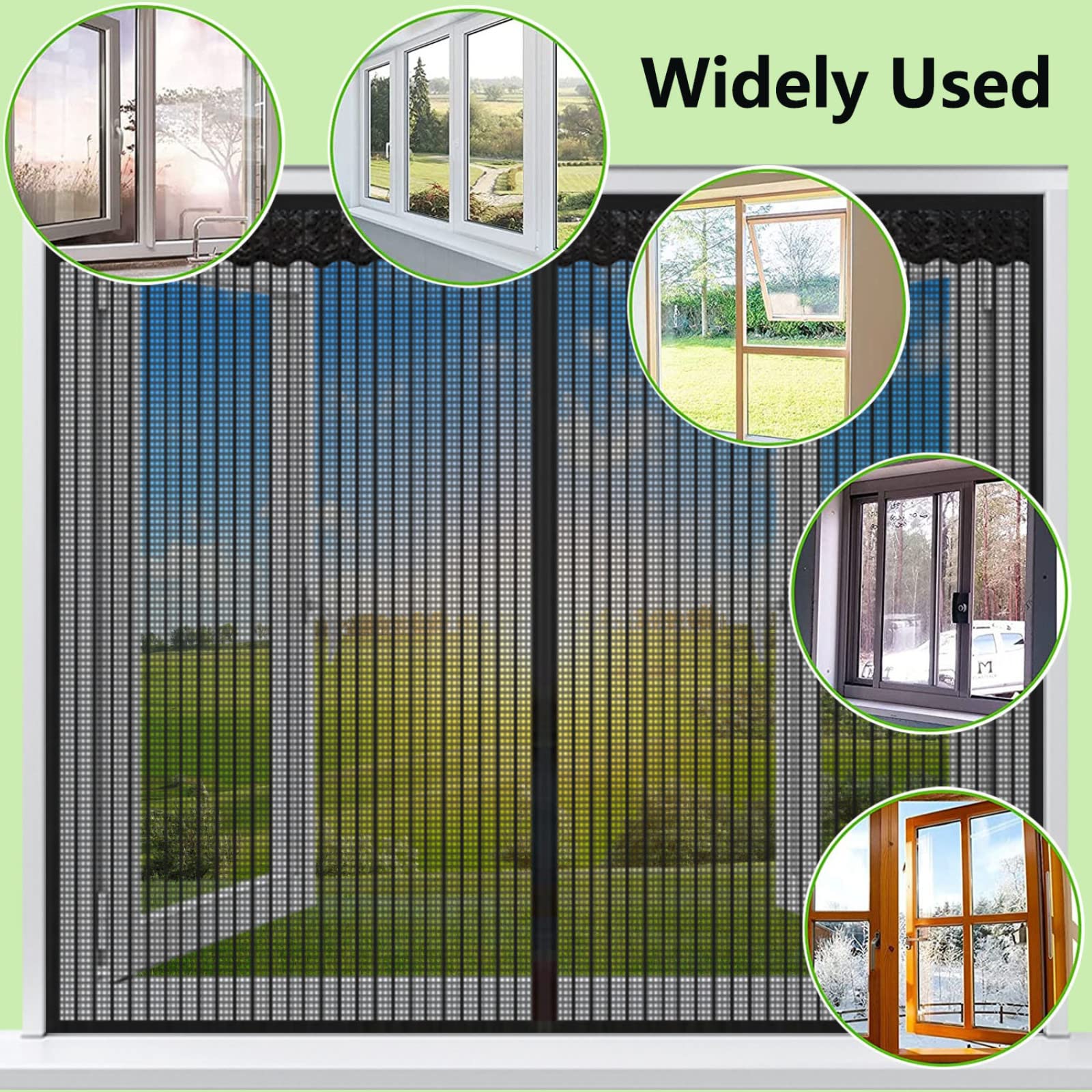 Magnetisches Fliegengitter Für Fenster, 180x185 Cm | Moskitoschutz Ohne Bohren, Selbstschließend, Kinderleicht Montiert – In Weiß