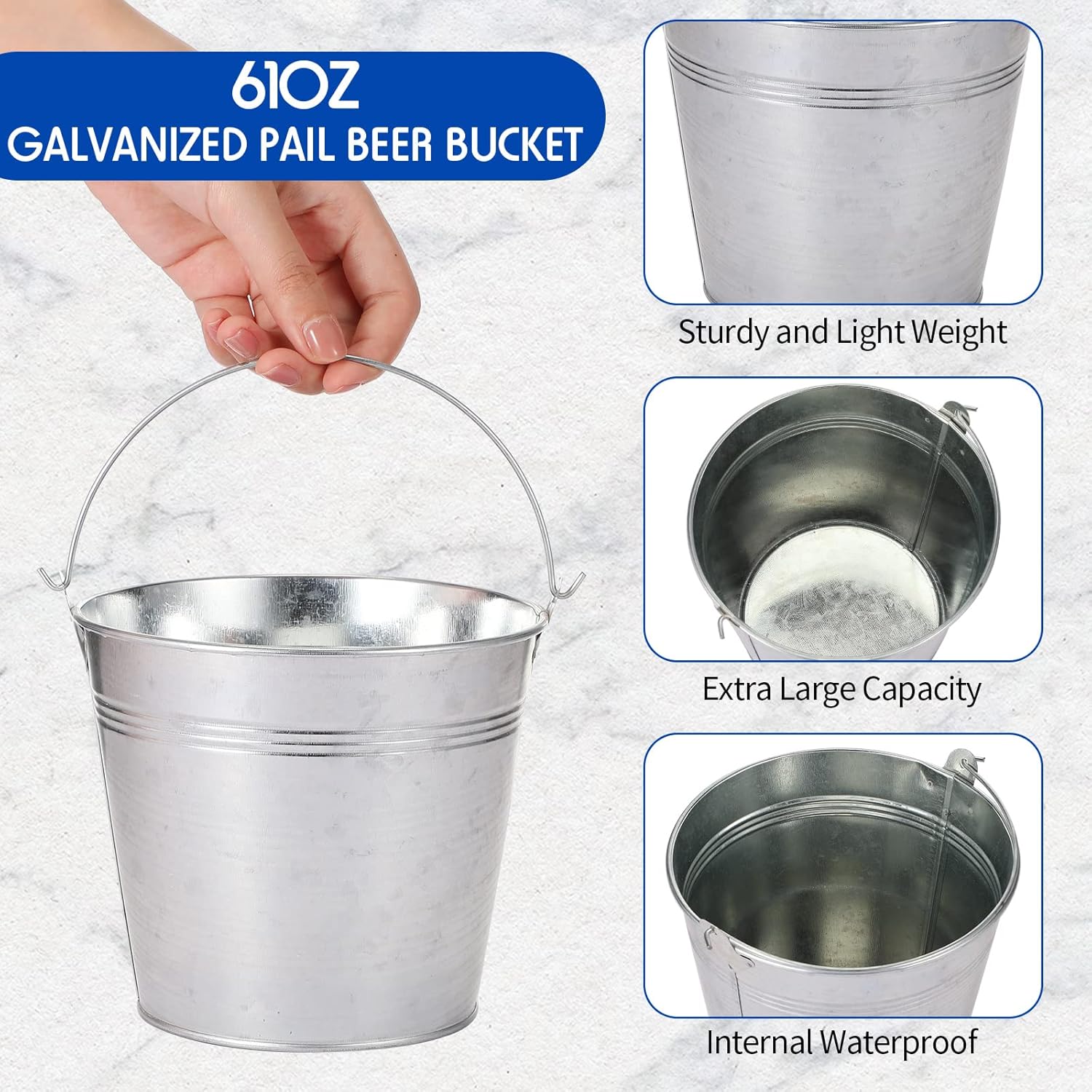 Didaey 24 Pack Galvanized Metal Buckets Bulk 6 Inch Small Ice Buckets Iron Candy Pail with Handle for Garden Planters Vase Table Centerpieces Crafts Wedding Party Favors Accessories Decorations