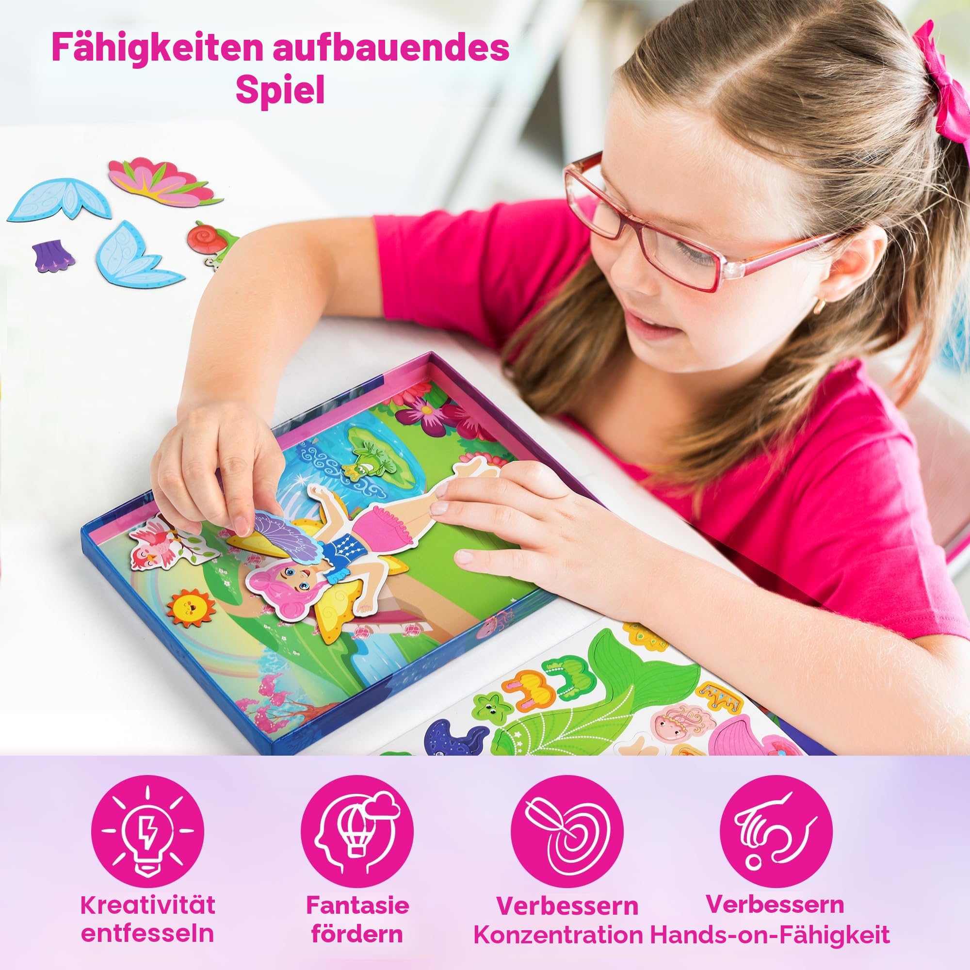 Mocoosy Magnetische Anziehpuppen Basteln Spielzeug für Mädchen 4-8, Prinzessin Fee Meerjungfrau Anziehspielzeug passendes Spiel Reisespielzeug für Kinder Geschenke für Mädchen Alter 3 4 5 6 7 Jahren