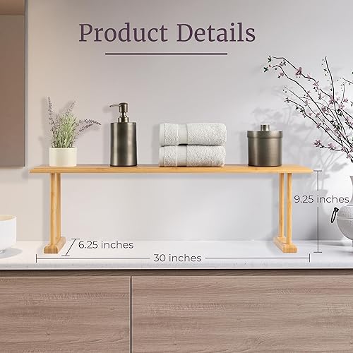 Miniatura 3 de Lavish Home Estante de bambú para fregadero, organizador de encimera, cocina, baño, dormitorio, oficina, ahorro de espacio para jabón, esponjas y