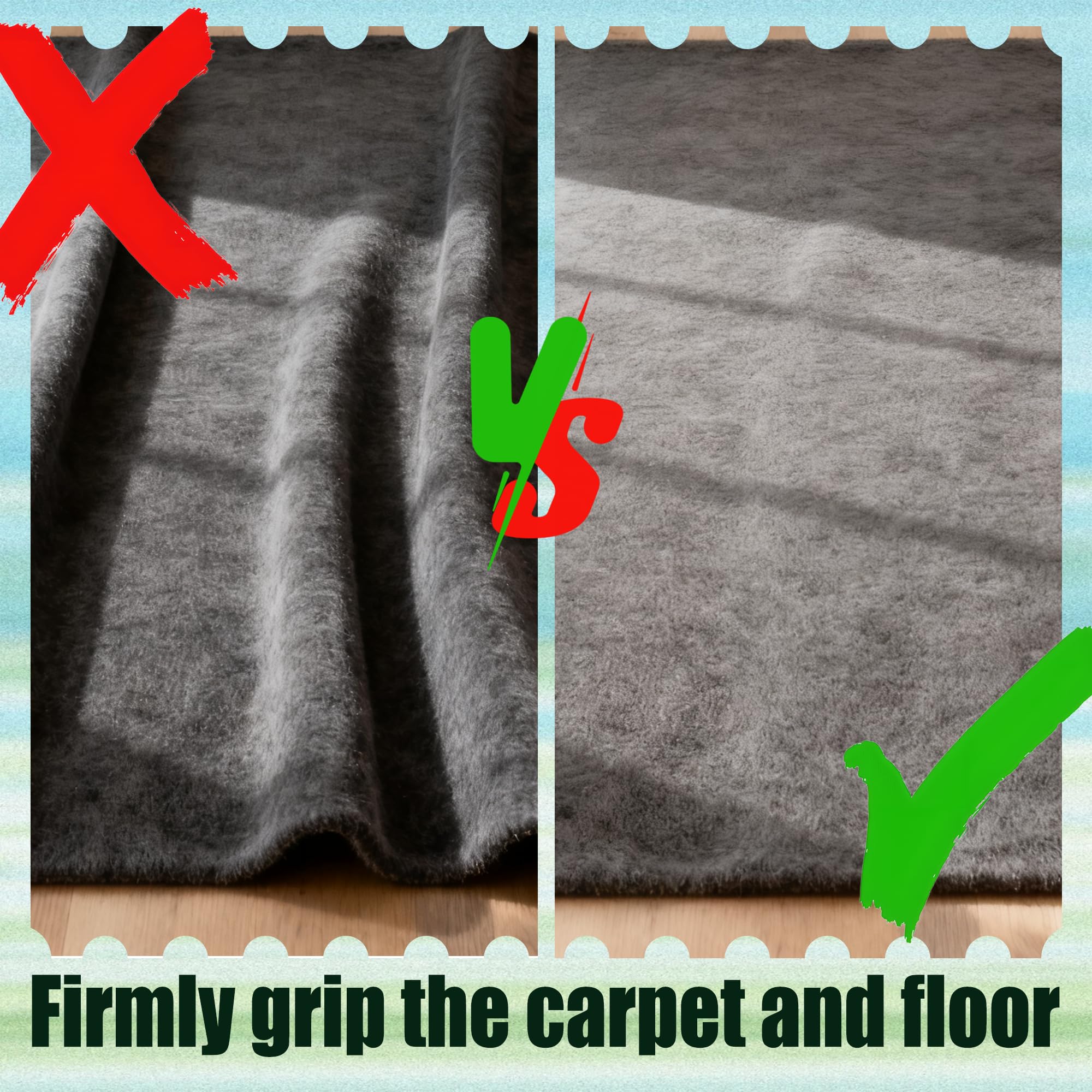 Rete Antiscivolo 190 x 380 cm Antiscivolo e Protezione per Tappeti Multiuso per Tappeti, Moquette e Pavimenti Laminati, Nero