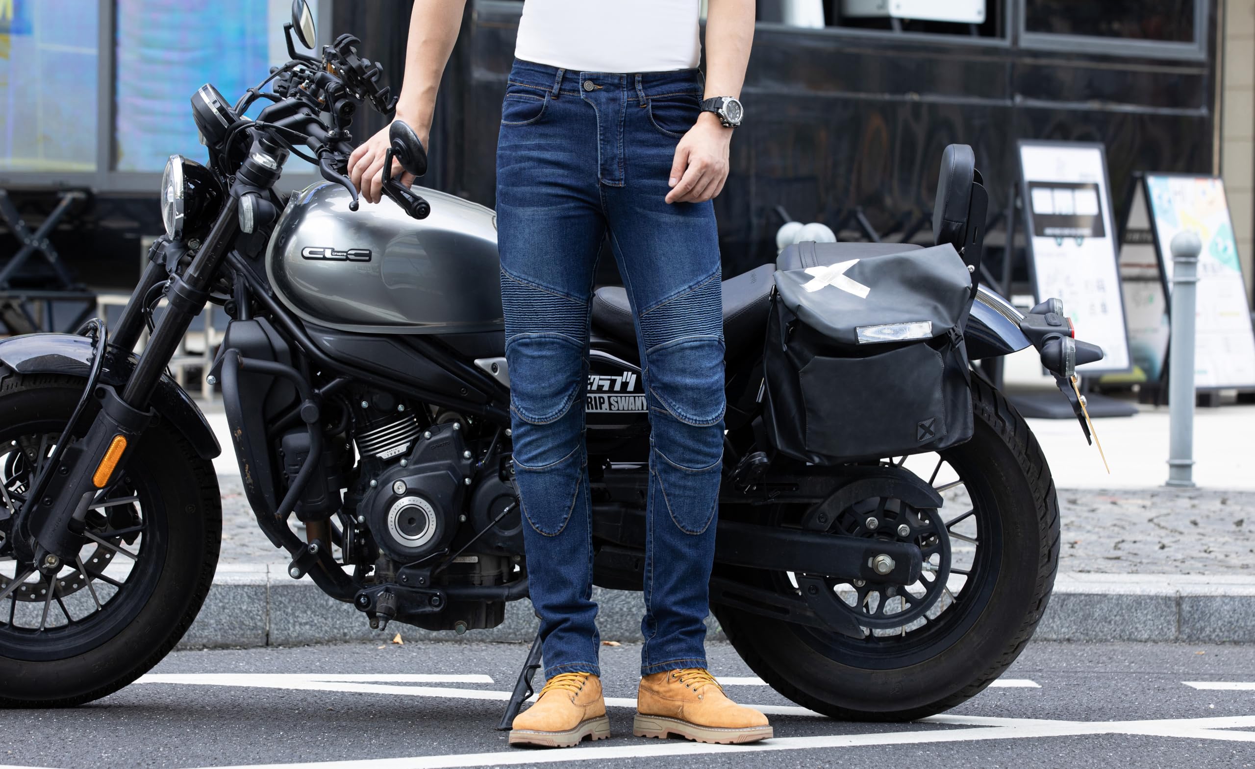 CTBQiTom Jeans de Moto para Hombre con Protecciones CE Nivel 2 | Vaquero Elástico de Diseño Minimalista y Protecciones Extraíbles