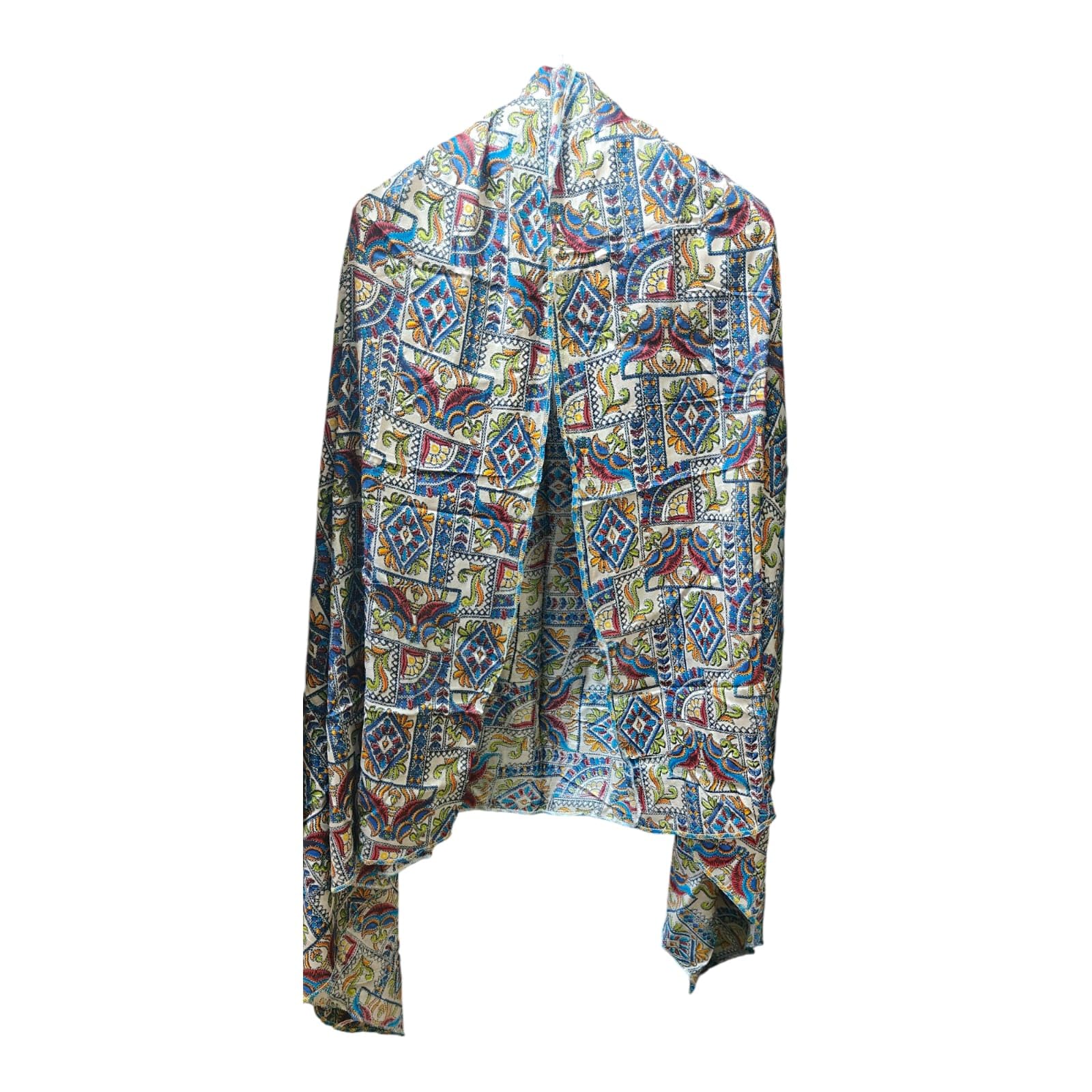 Elegant Paisley Print Stole for Women, Blue and Multi-Color Pattern, Soft Fabric, Traditional Design, Versatile Shawl Wrap-image-22