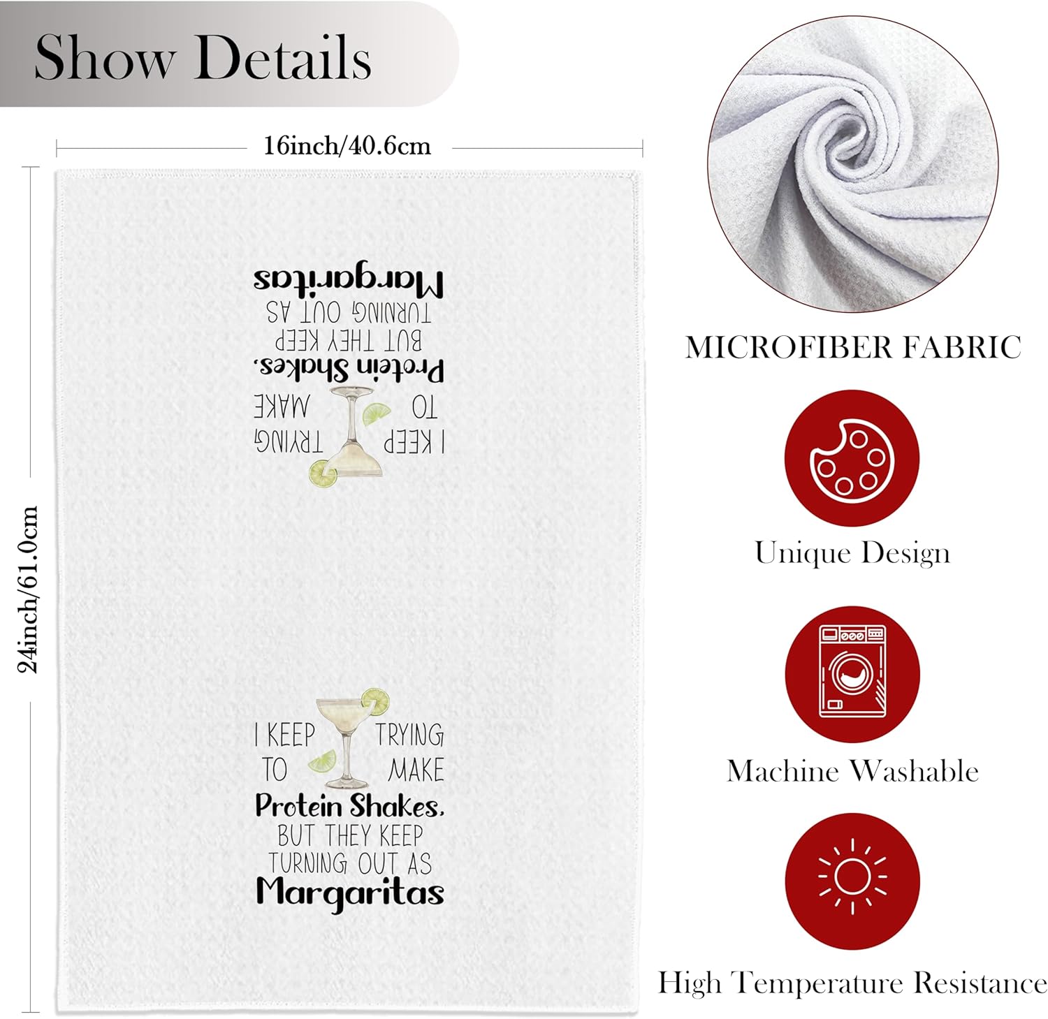 Funny Margarita Gifts Kitchen Towels, Funny Dish Tea Bar Towels for Kitchen Home Bar, Margarita Decor, 16x24 Inches - Image 7