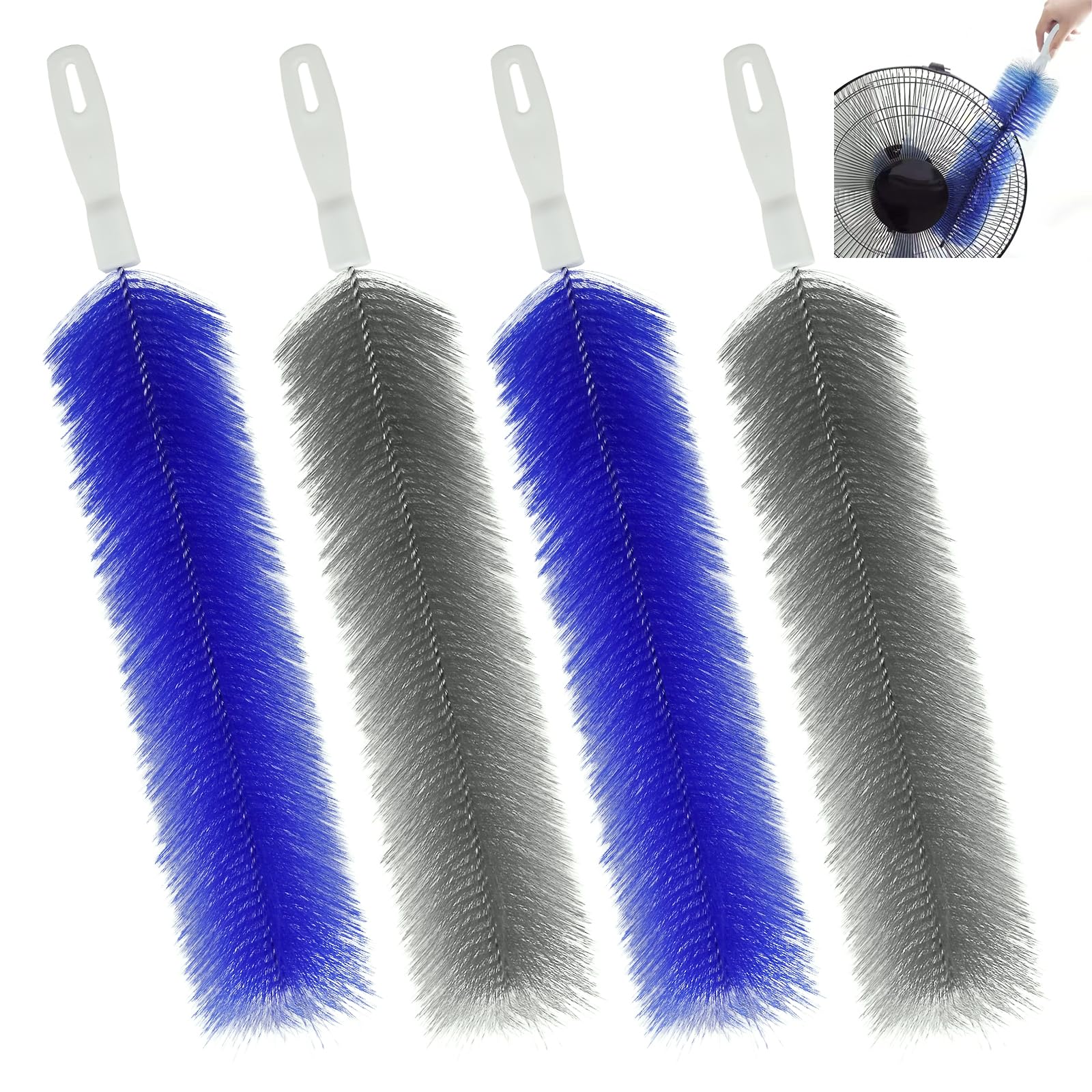 4 Pcs Cobweb Duster, Bendable Fan Cleaner Brushes Set Reusable, Plastic Microfiber Duster for Air Conditioning Shutters,Ceiling Fan, Blades, Curtains,