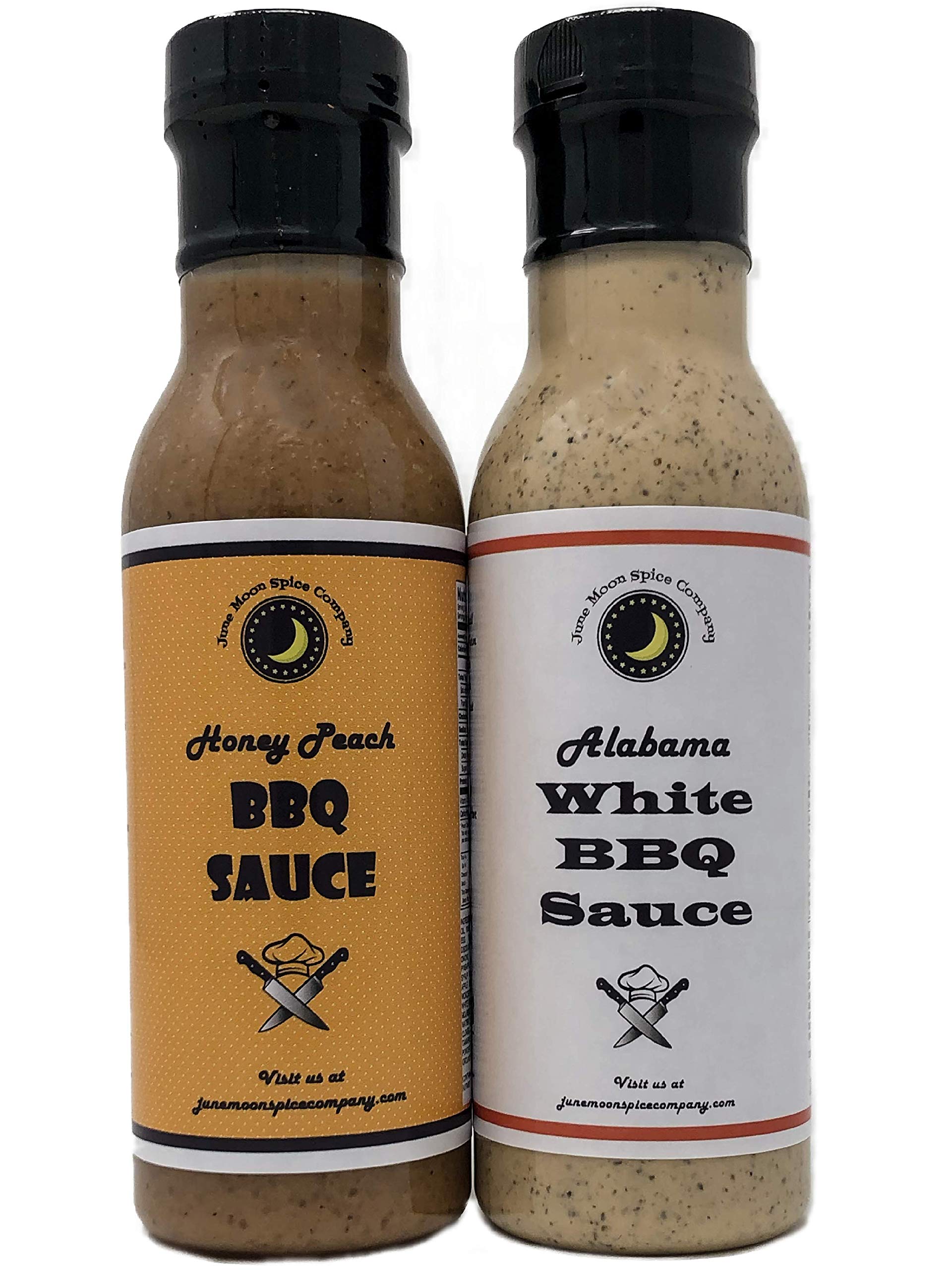BBQ SAUCE | Variety 2 Pack | Alabama White BBQ Sauce | Georgia Honey Peach BBQ Sauce | Low Saturated Fat | Crafted in Small Batches | 12 fl. oz. Flavor Lock Bottles | Premium | Delicious BBQ Sauce Variety 2-Pack – Perfect for Ribs, Chicken, and More!