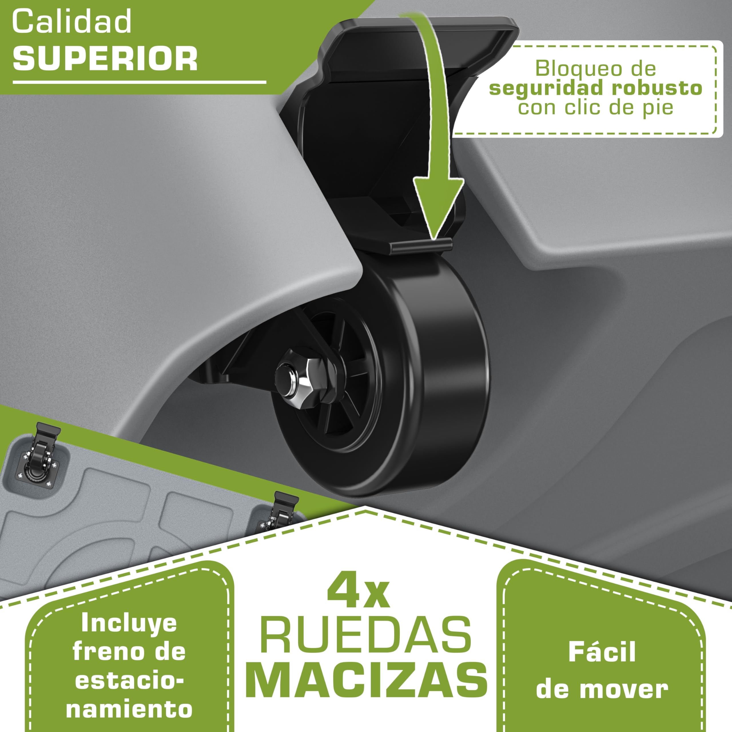 tillvex® Base de sombrilla GRAVIA con Ruedas y Frenos | Soporte de lastre rellenable 37L / 56kg | Pie para Parasol y sombrilla de Mercado Ø 1,8-3,7m | Resistente a la Intemperie y UV (Gris) — view 4