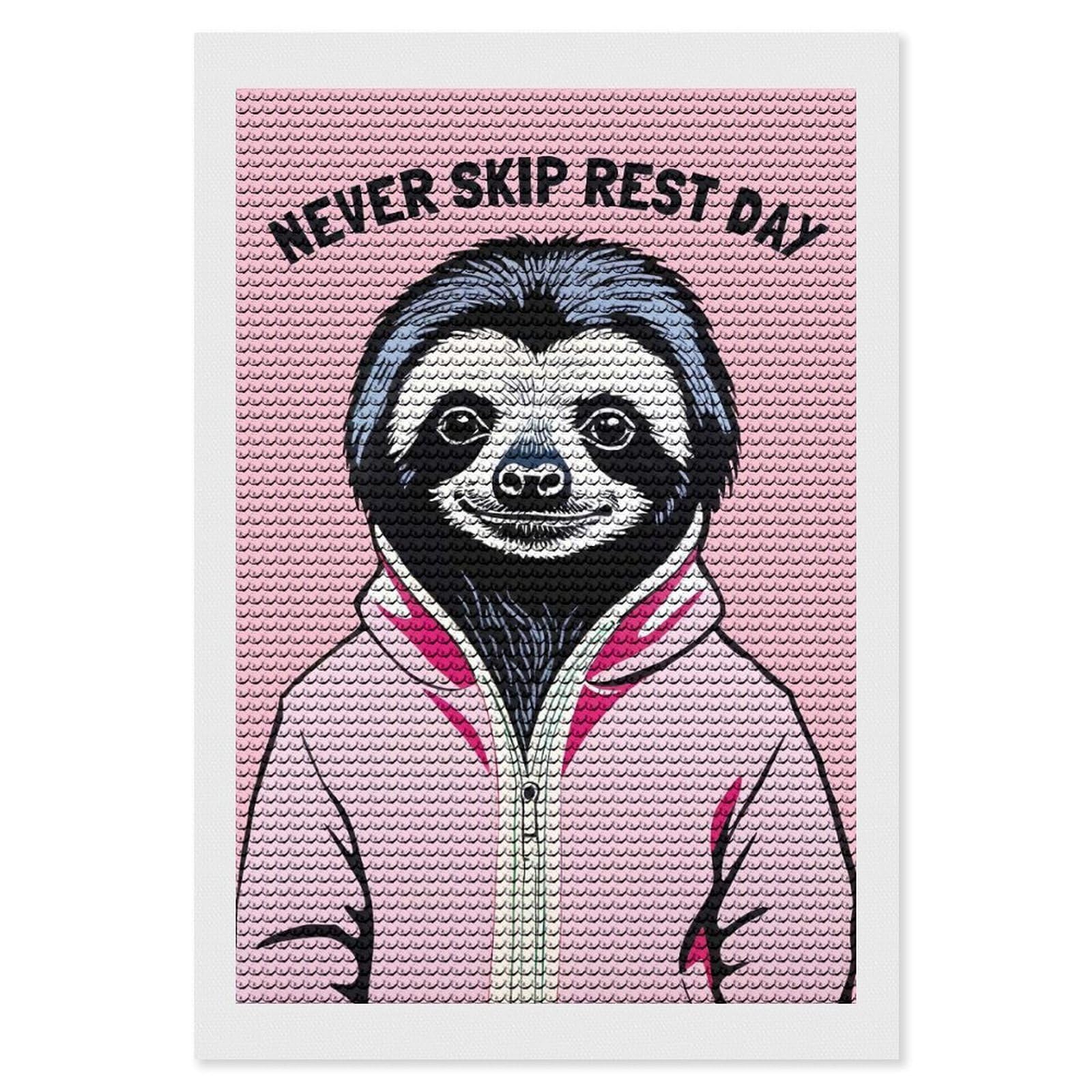 Junmoney Sloth Rest Day Diamond Art Canvas 8"x12", for Family Craft Time, Creative Leisure Activity, Living Room Decor, Festive Craft Gift