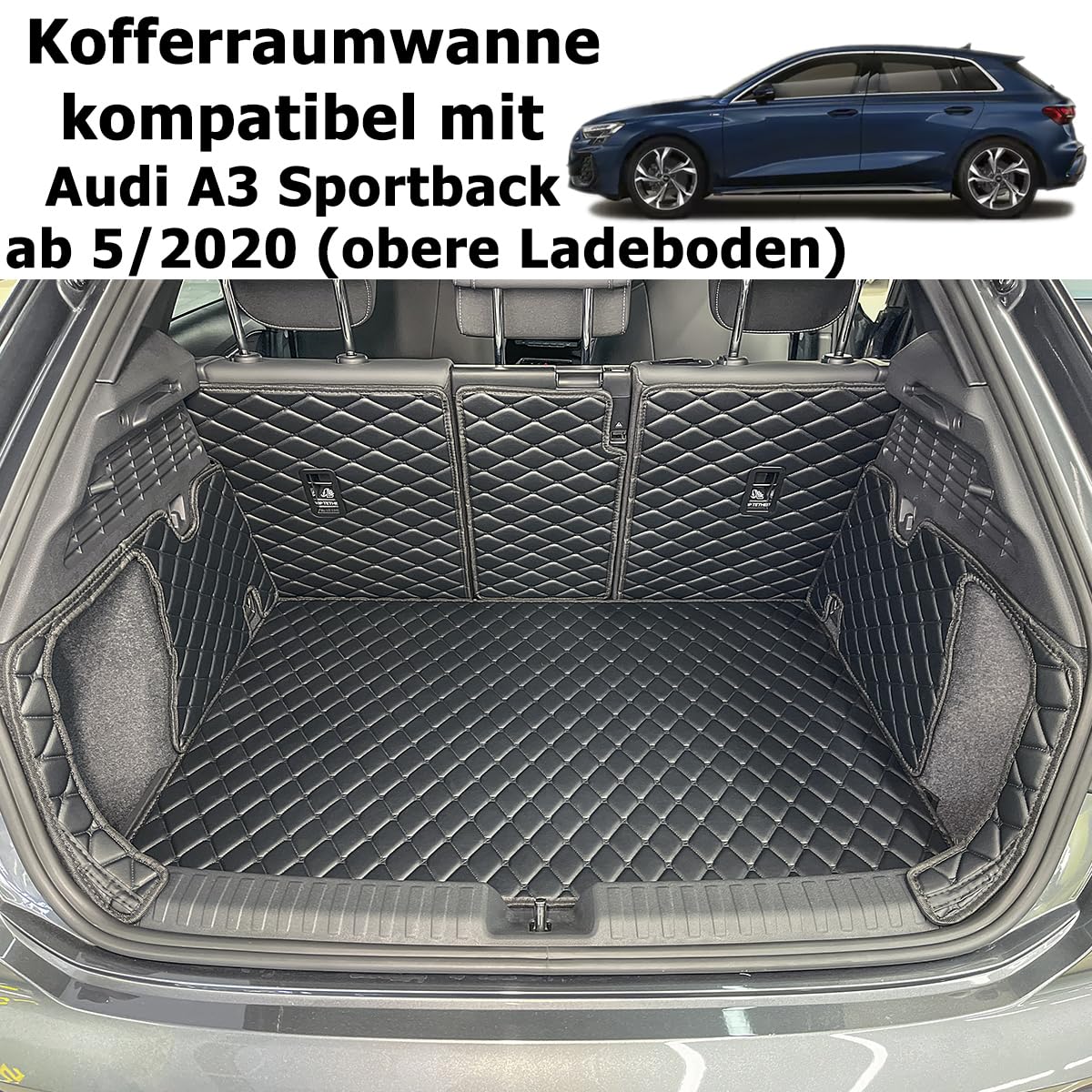 Kofferraumwanne für Audi A3 Sportback ab 5/2020 (obere Ladeboden) | Kofferraummatte kofferraum schutzmatte