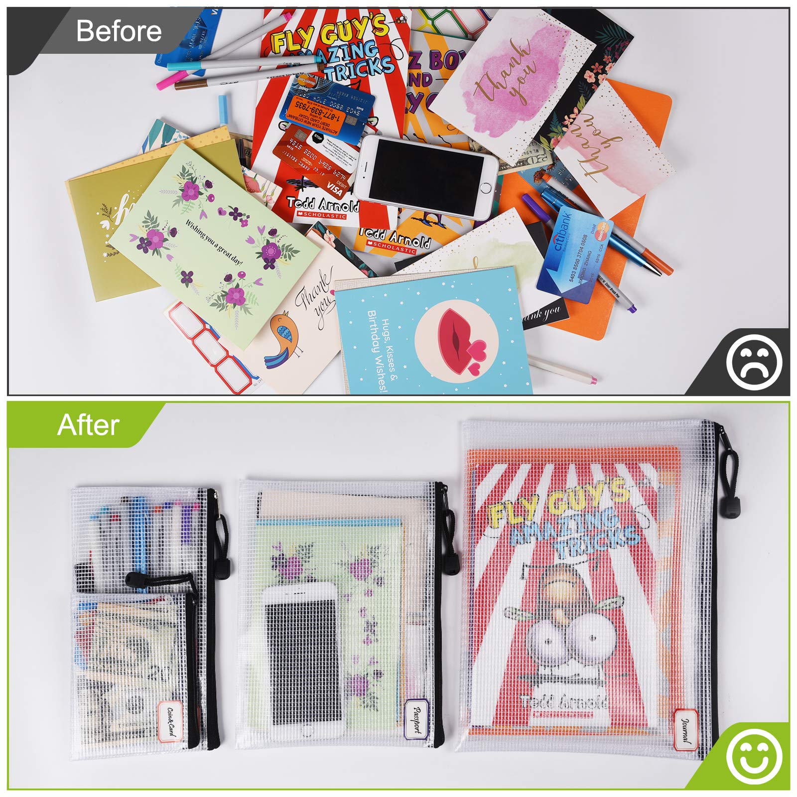 保証付き購入 D-KINGCHY 24個 ジッパーファイルバッグ プラスチック