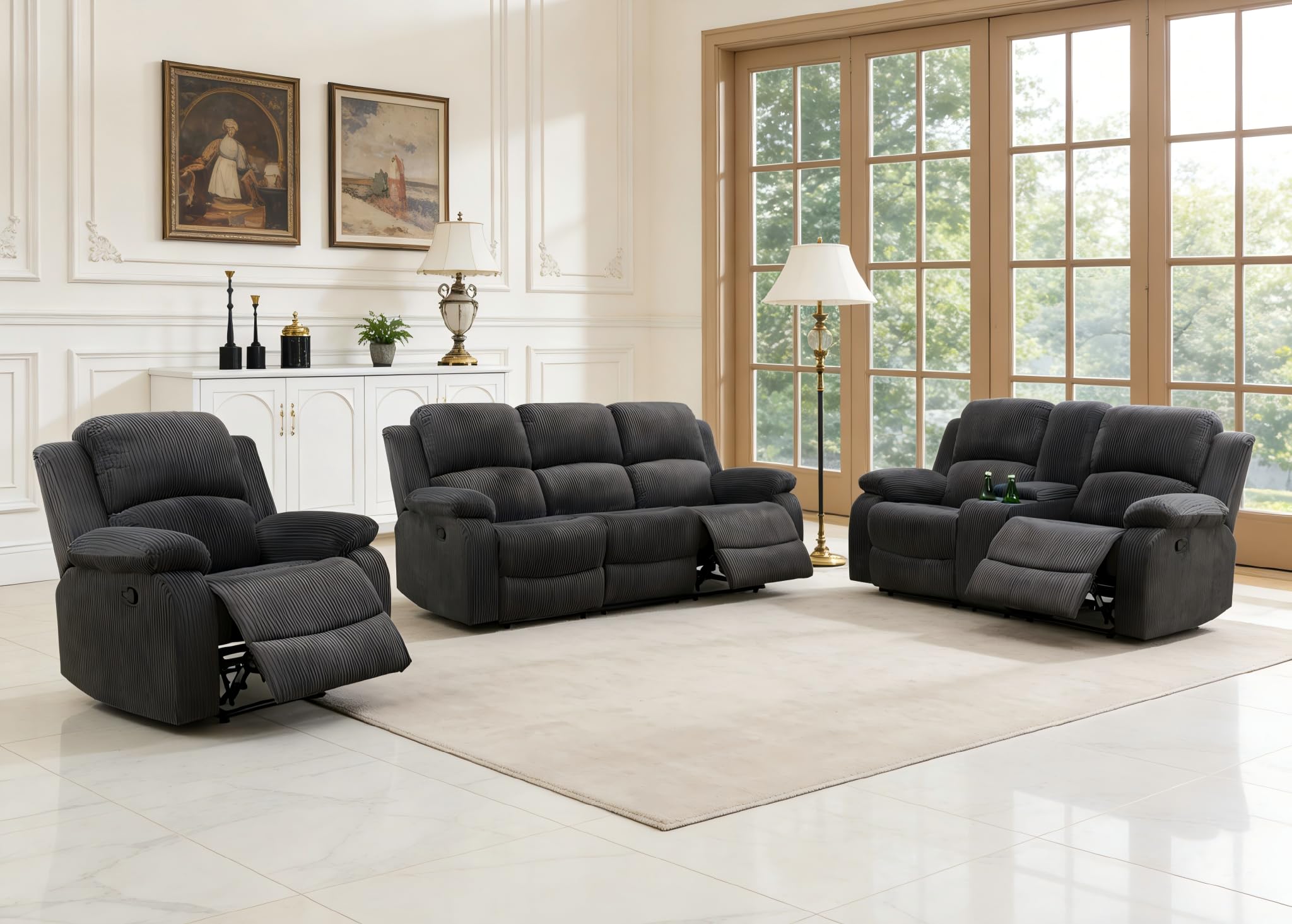 Dekmxas Fabric Recliner Set