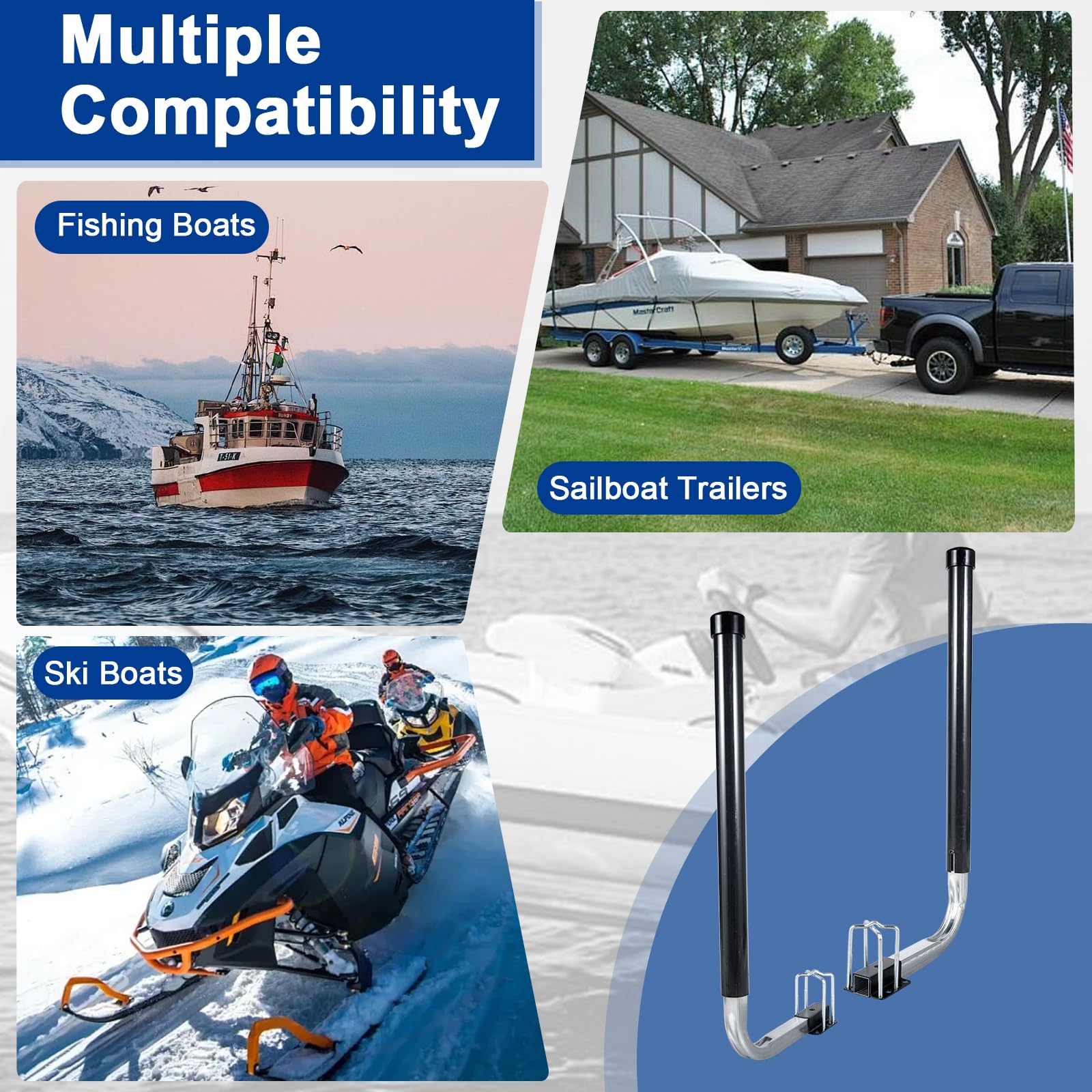 1 Pair of Boat Trailer Guide, Trailer Guide Ons Galvanized Steel for Boat, Fishing Boat, Sailboat Trailer, Silver and Black, L Shaped/T Shaped — Amazon image 6