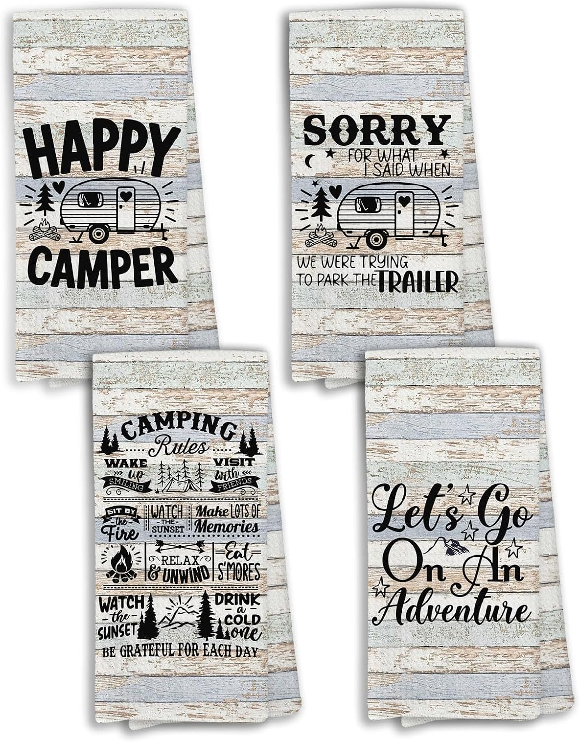Camper Rv Gifts Kitchen Towels Set of 4, Camper Camping Decor, Camping Rv Hand Towel for Kitchen, Gifts for Campers