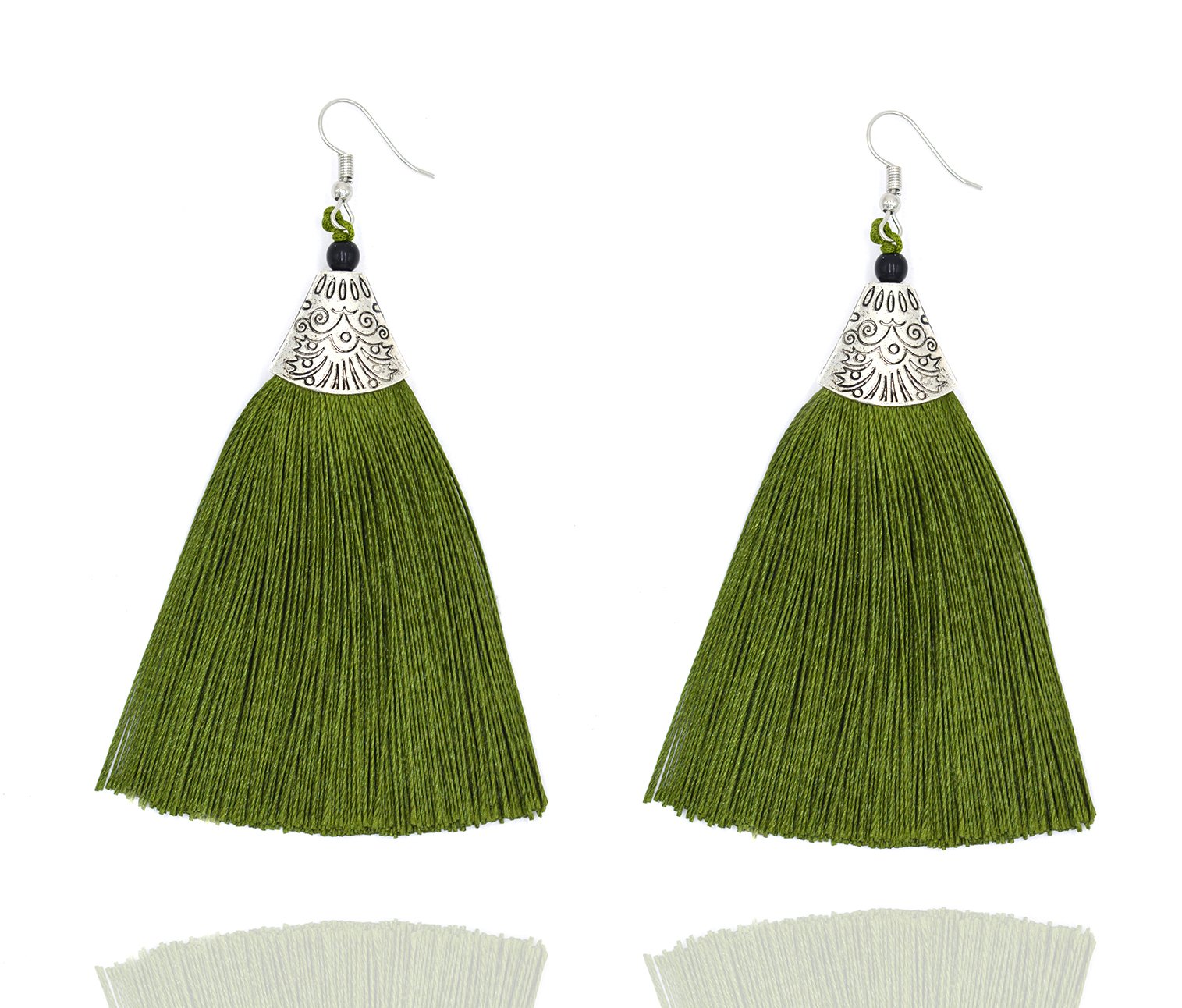 Aashya Mayro Bohemian Oxidized Silver Plating Long Soft Silk Thread Tassel Party Earring for Women Girls (Green) (B078NYB7YP) Amazon Price History, Amazon Price Tracker