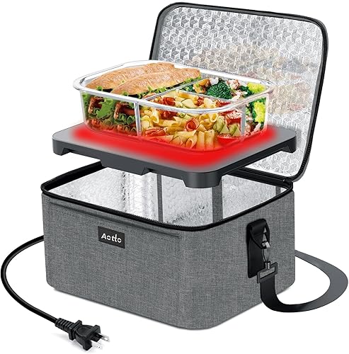 Miniatura 8 de Aotto Caja de Almuerzo Eléctrica Portátil con Horno - Calentador de Alimentos de 80W, Lonchera Calentada para Adultos, Trabajo, Viaje, Cocina en