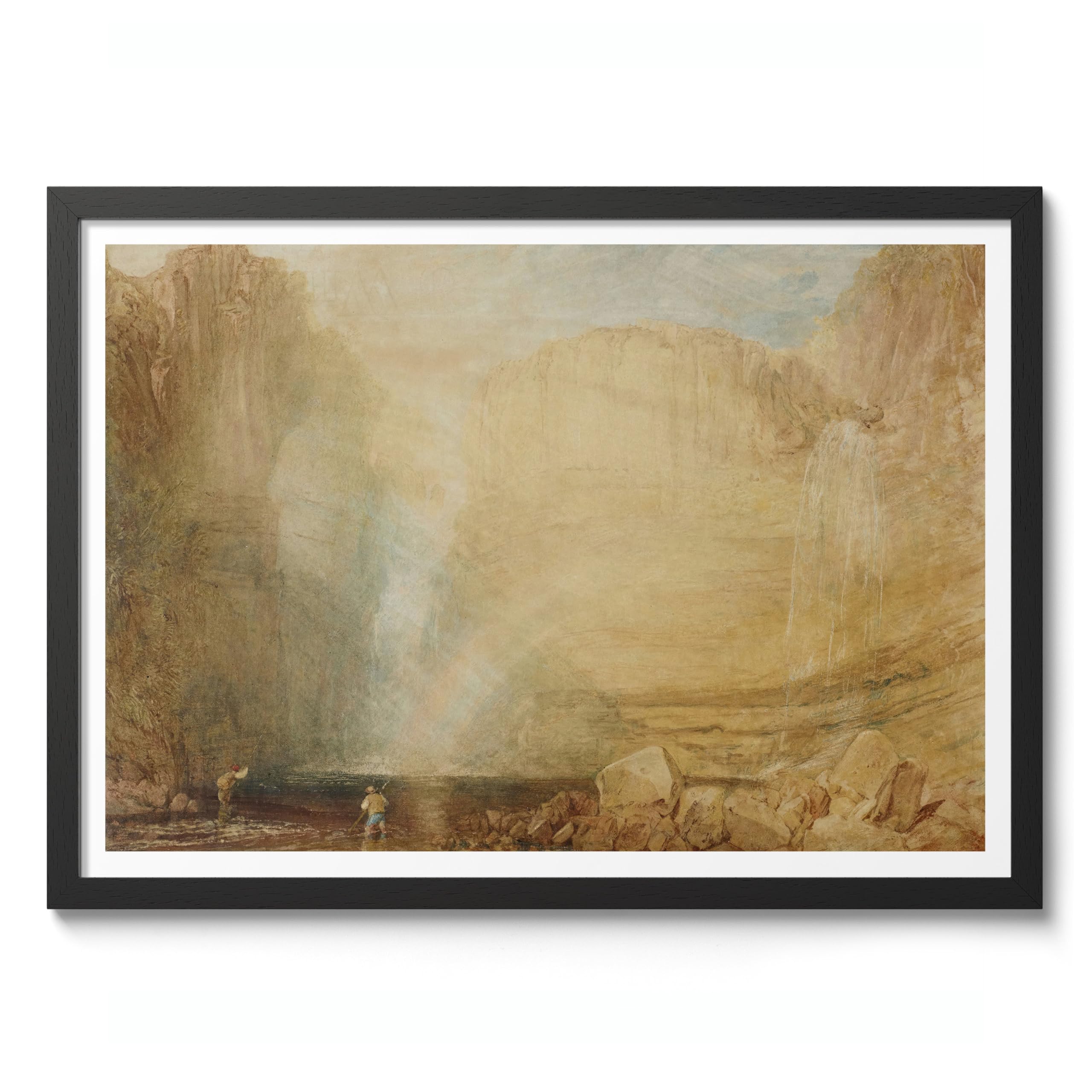 High Force, Fall Of The Tees, Yorkshire Joseph Mallord William Turner Print, Classic Art Painting Print, Art Exhibition Wall Art, Vintage Home Decor Picture, A3 (Black Frame) - 45x32.8cm