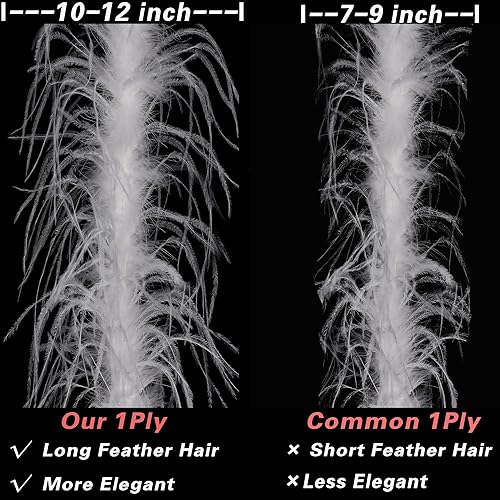 Miniatura 5 de Soarer Boas de avestruz rosa intenso  Boas de avestruz de 2 yardas de 1 capa para fiesta de Halloween, costura de manualidades, concierto (rosa