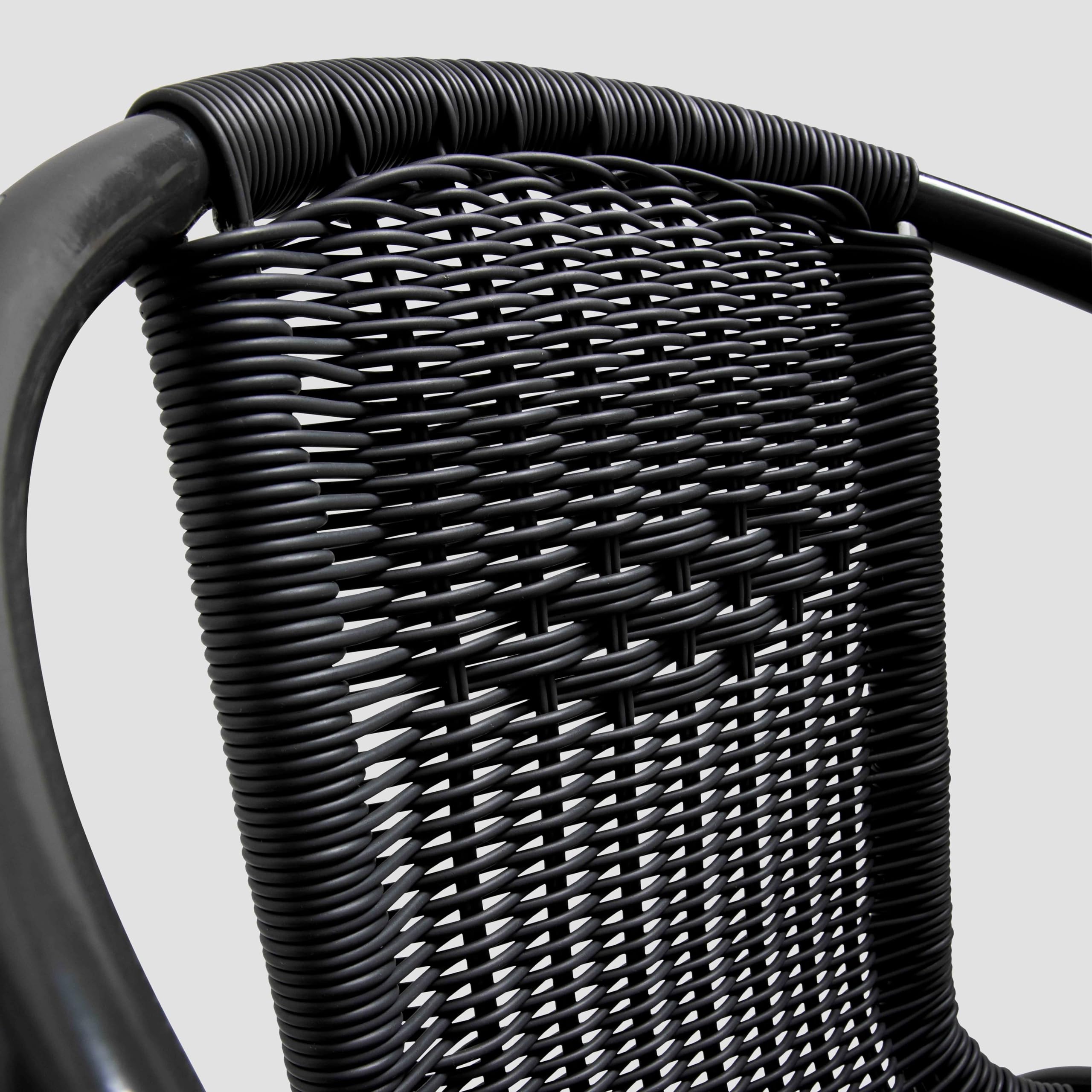 Oviala Lot de 4 fauteuils de Jardin Aluminium et résine Noir