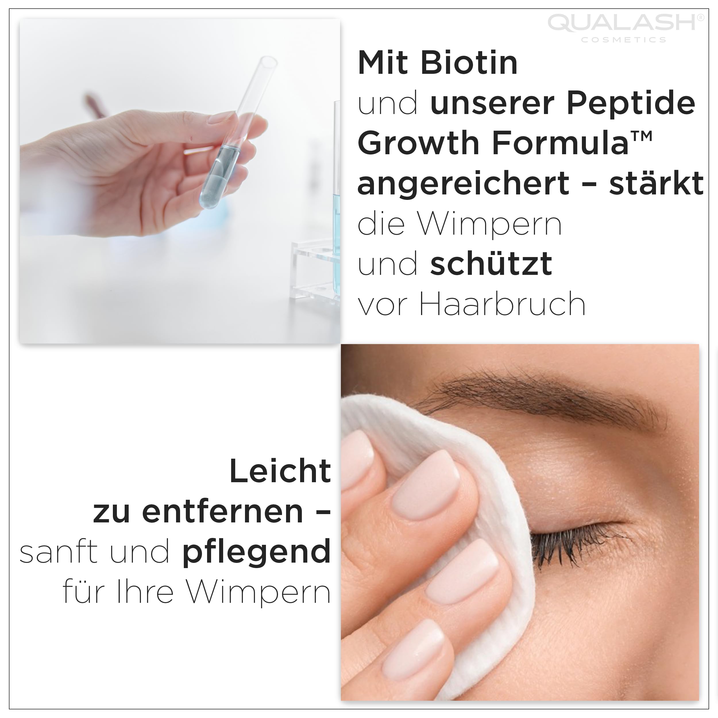 Wimpernserum & Mascara mit Peptiden DuoSet für Long Lashes – QUALASH® Advanced Lash & Eyelash Serum + Wimperntusche mit patentierter QUA-X Formel, Testsieger für schnelles Wachstum und lange Wimpern