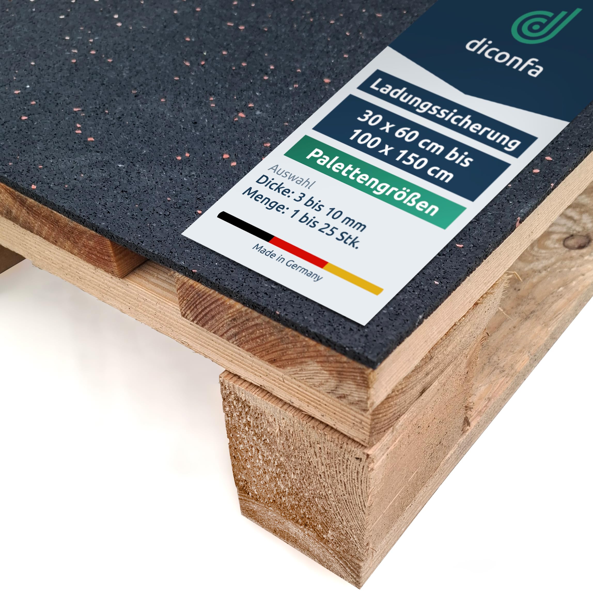 diconfa Antirutschmatte GENORMTE Ladungssicherung VIELE GRÖßEN - 60x40x0,8cm, 3 Stück - Sicherung Ware im LKW Anhänger Kofferraum VDI-2700 geprüft universal Gummimatte Gummigranulatmatte