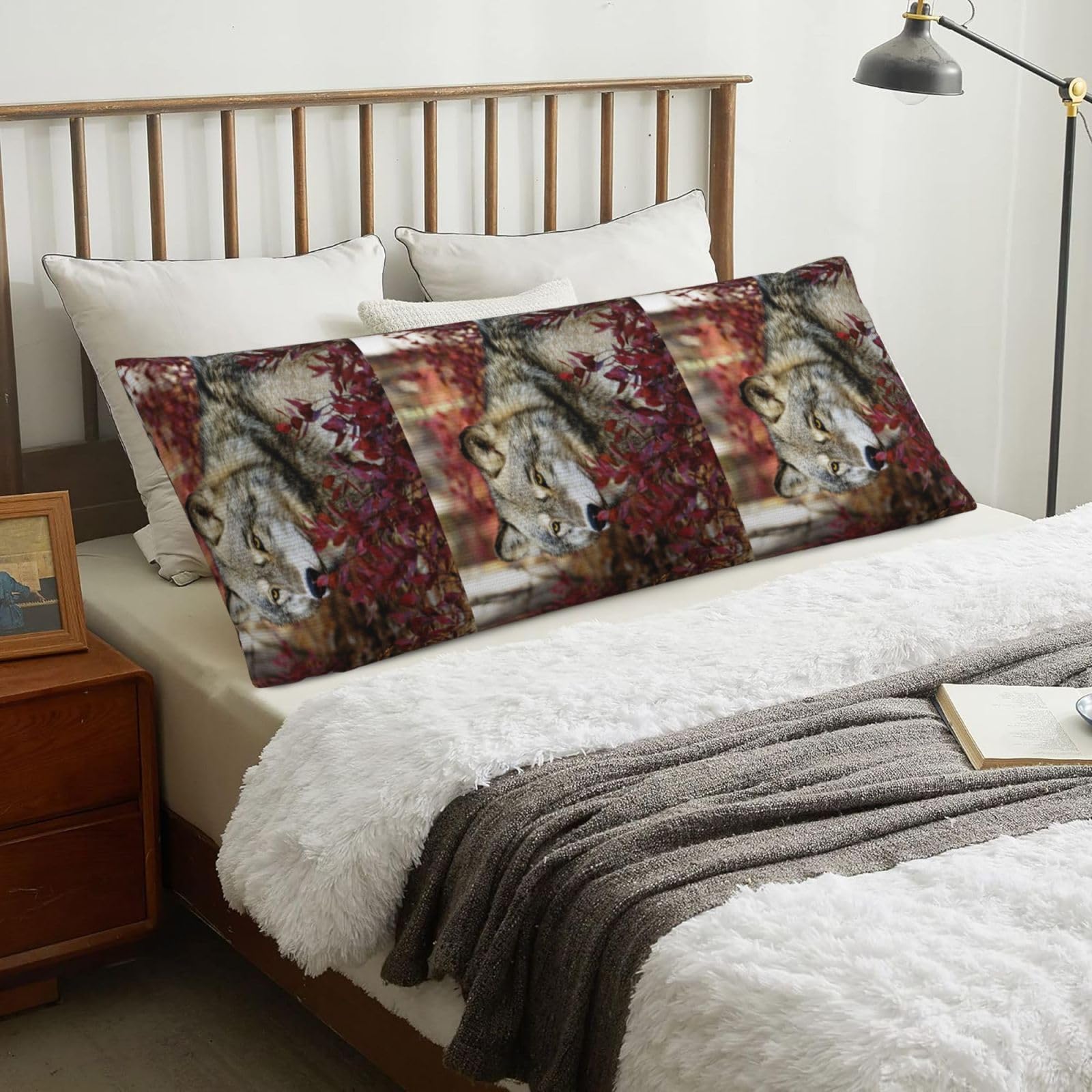 Wolf, Body Pillow Cover with Zipper,Long Body Pillowcase 20 x 60 in