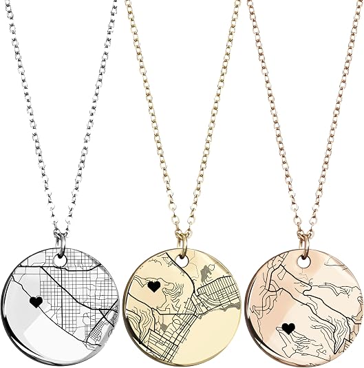 Personalized Necklace Customized Map Gift for Dad Engraved Coordinate Couples Long Distance BFF Friendship Jewelry Mothers Day Gifts for Her – LCN-MAP