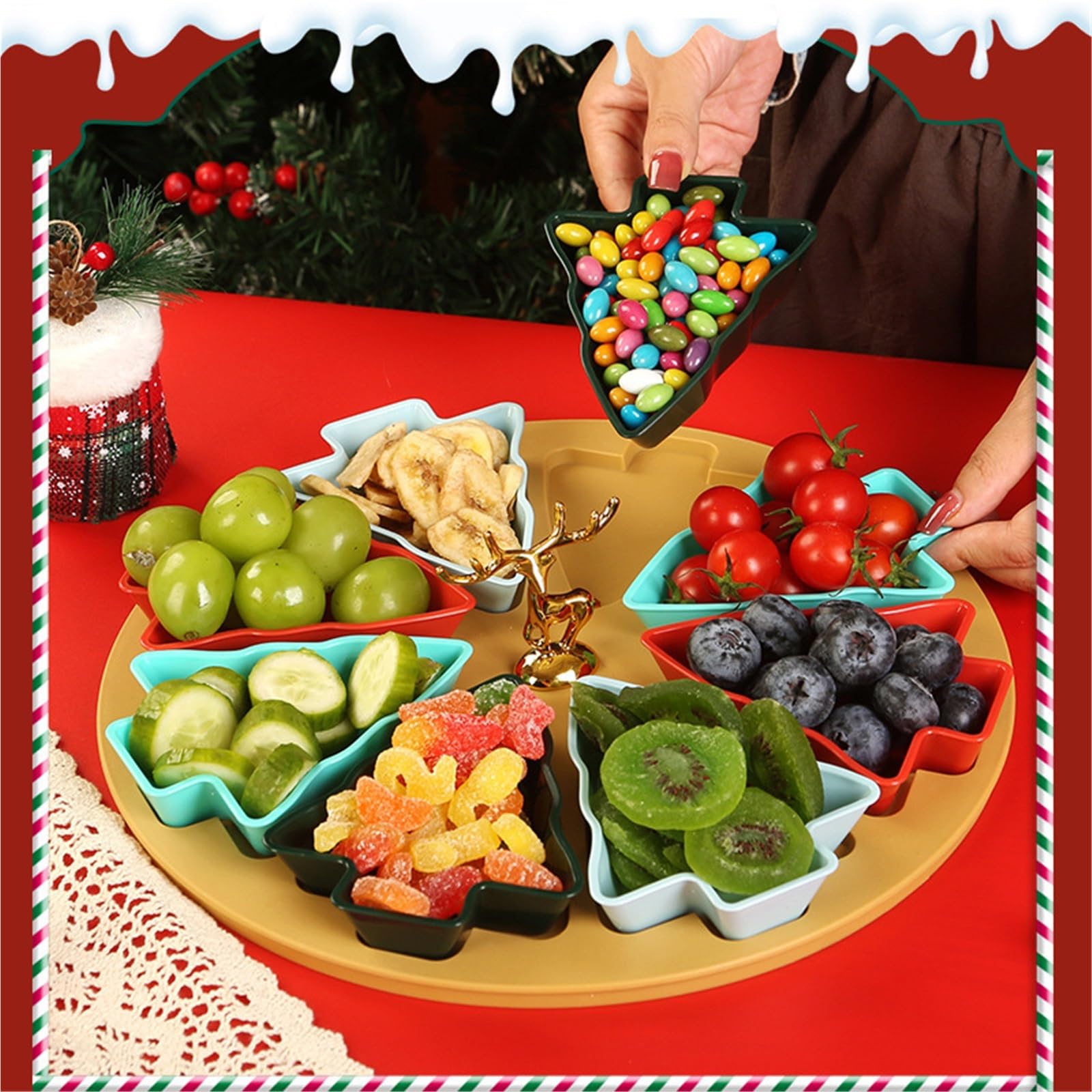 Plato de fruta árbol, plato dividido, seca for el hogar para Almacenar Nueces